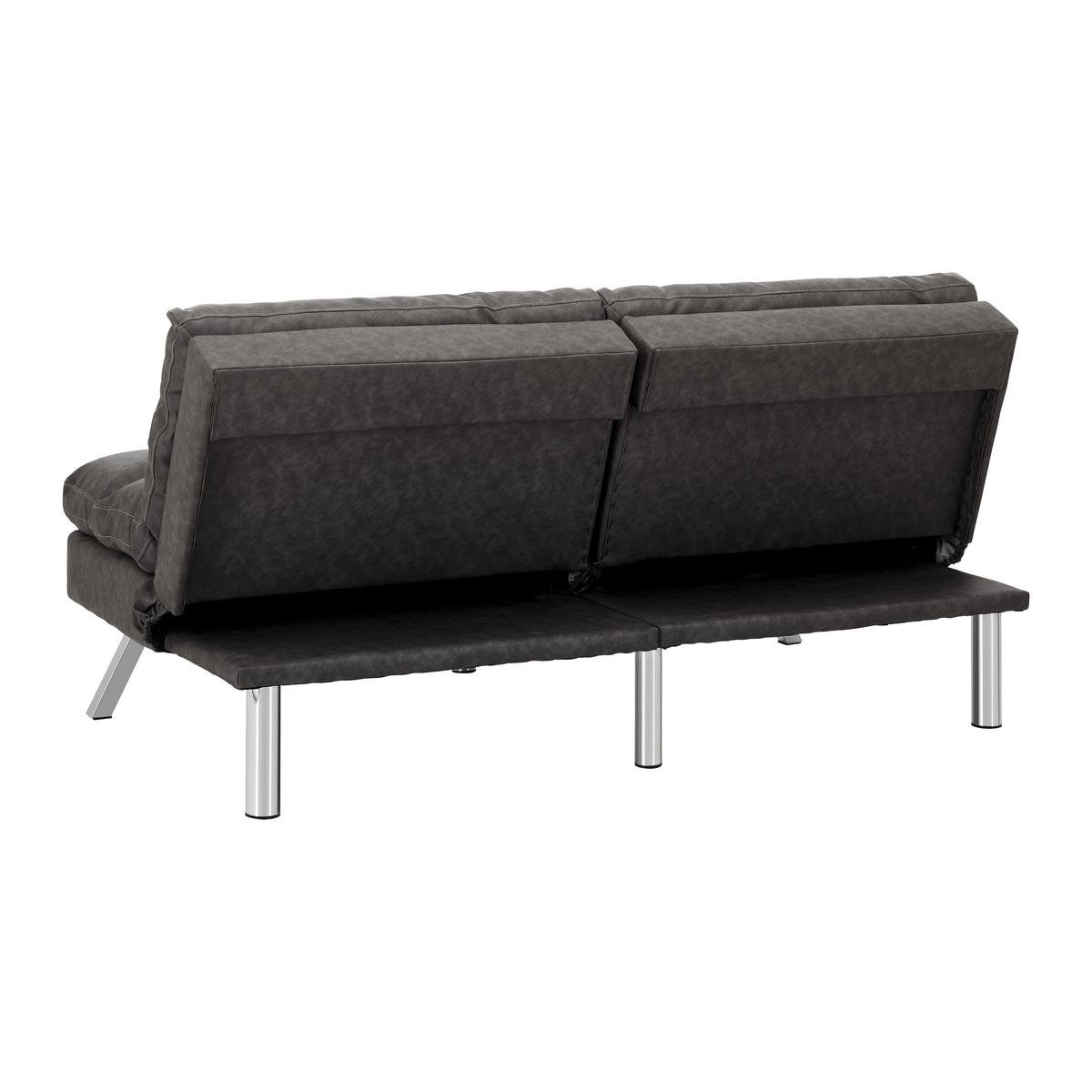 Pohovka LIA tmavá sivá - chrómová/tmavosivá, Modern, kov/drevo (171/112/53cm) - Bessagi Home