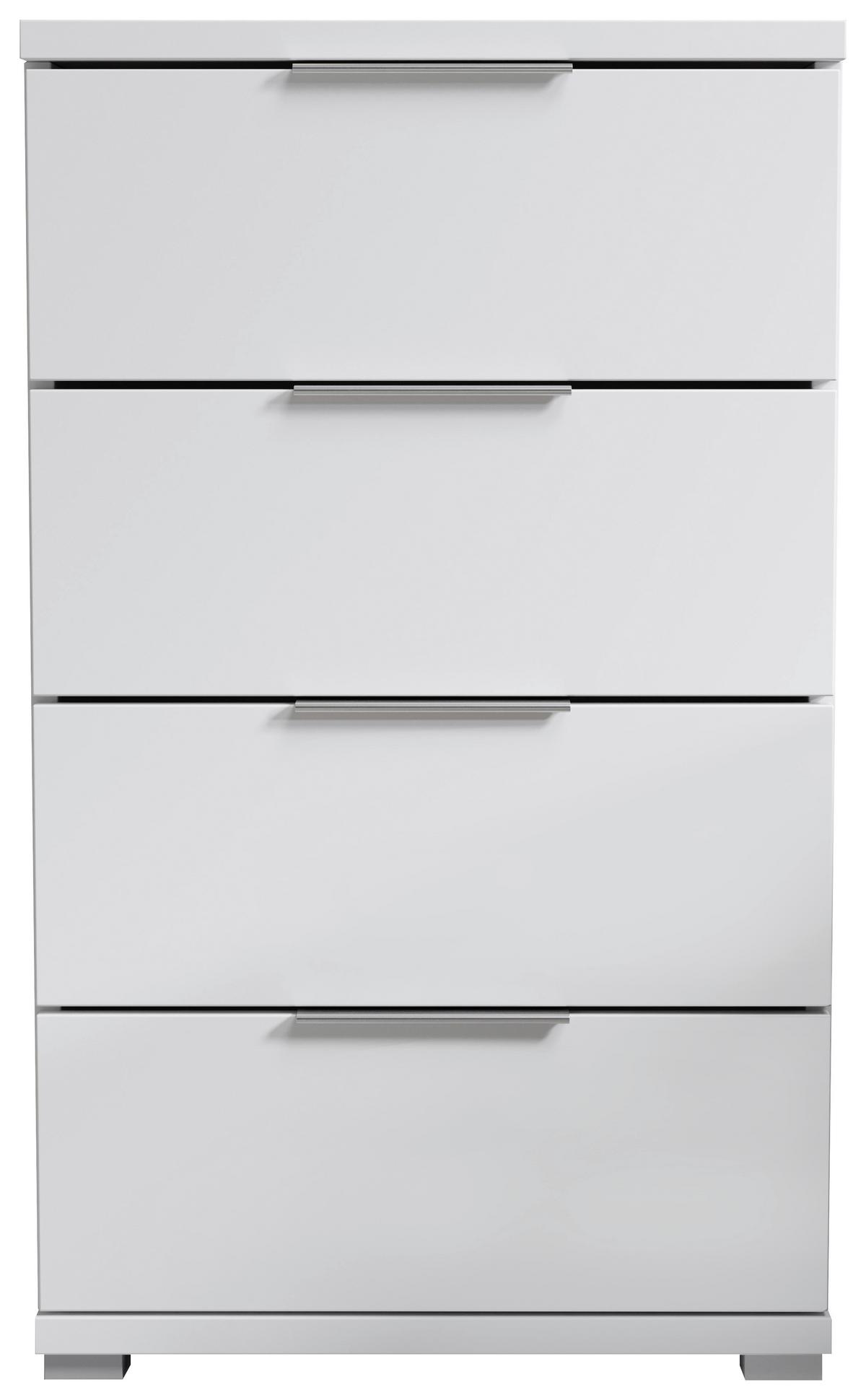 Nachtkästchen Smilla 4l W - Alufarben/Weiß, KONVENTIONELL, Holzwerkstoff (46/79/42cm)