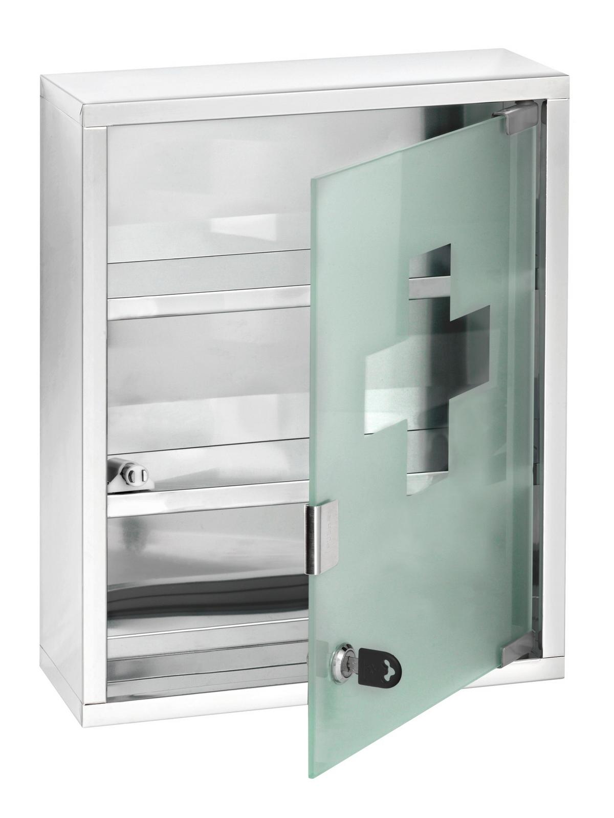Medizinschrank Edelstahl Glänzend 22924100 - MODERN, Glas/Metall (30/40/12cm) - Wenko