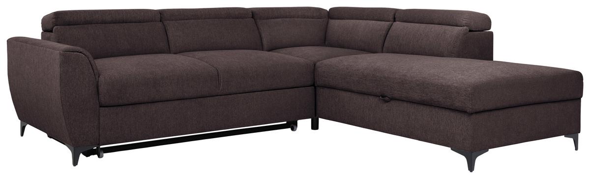 Ecksofa Lapis Dunkelbraun S: 255/217 cm - Dunkelbraun/Schwarz, KONVENTIONELL, Textil (255/217cm) - MID.YOU