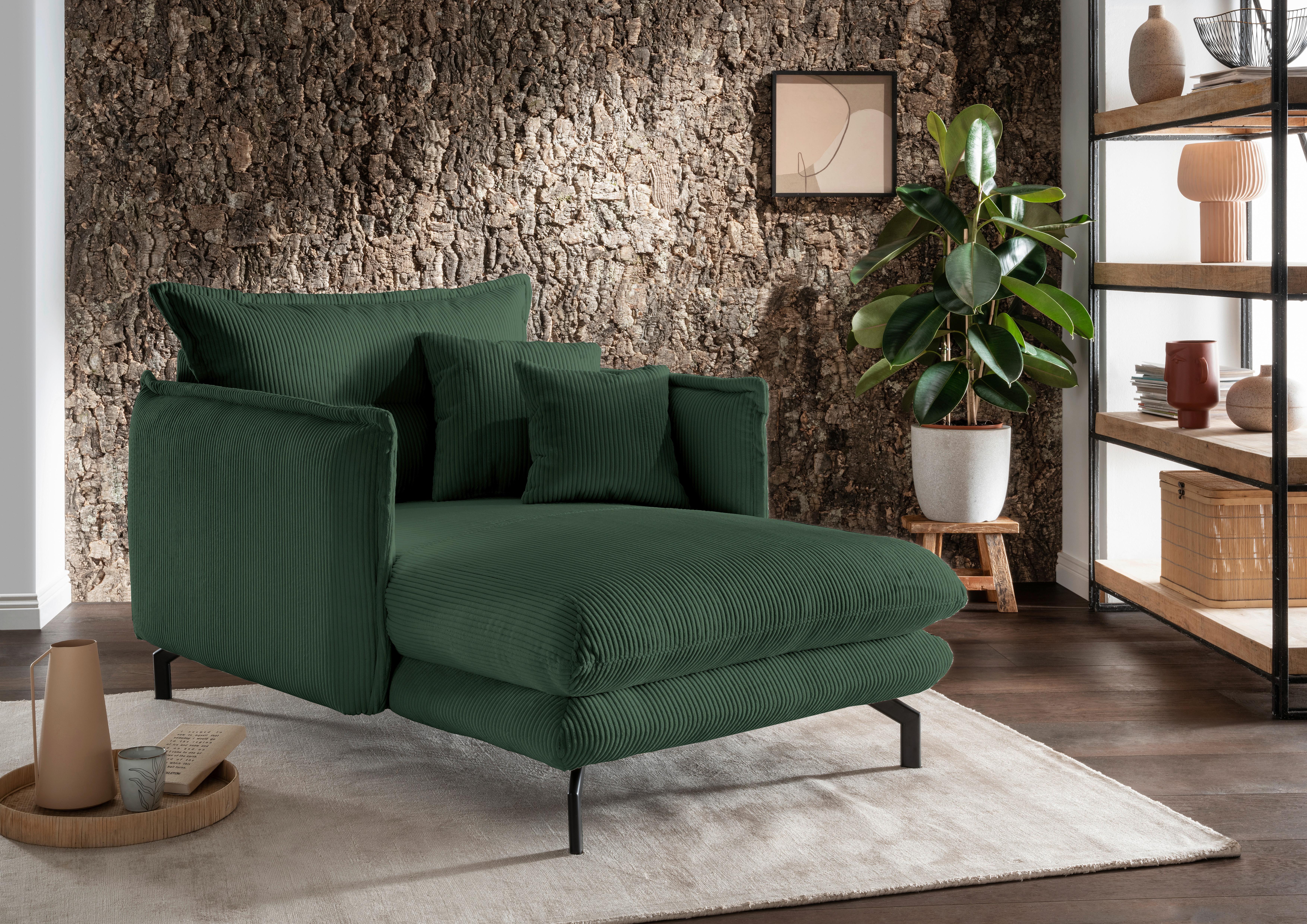 Xxl-sessel Lava Grün B: 111 Cm - Schwarz/Grün, MODERN, Textil (111/101/167cm) - Livetastic