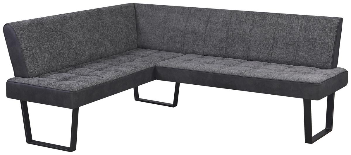 Eckbank Pag - Schwarz/Grau, KONVENTIONELL, Textil/Metall (160/200cm) - MID.YOU