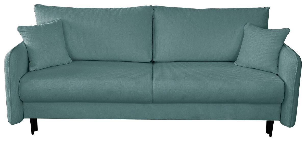 Schlafsofa Carine Mit Bettkasten Türkis B: 216 Cm - Türkis/Schwarz, Design, Textil (216/96/102cm) - MID.YOU