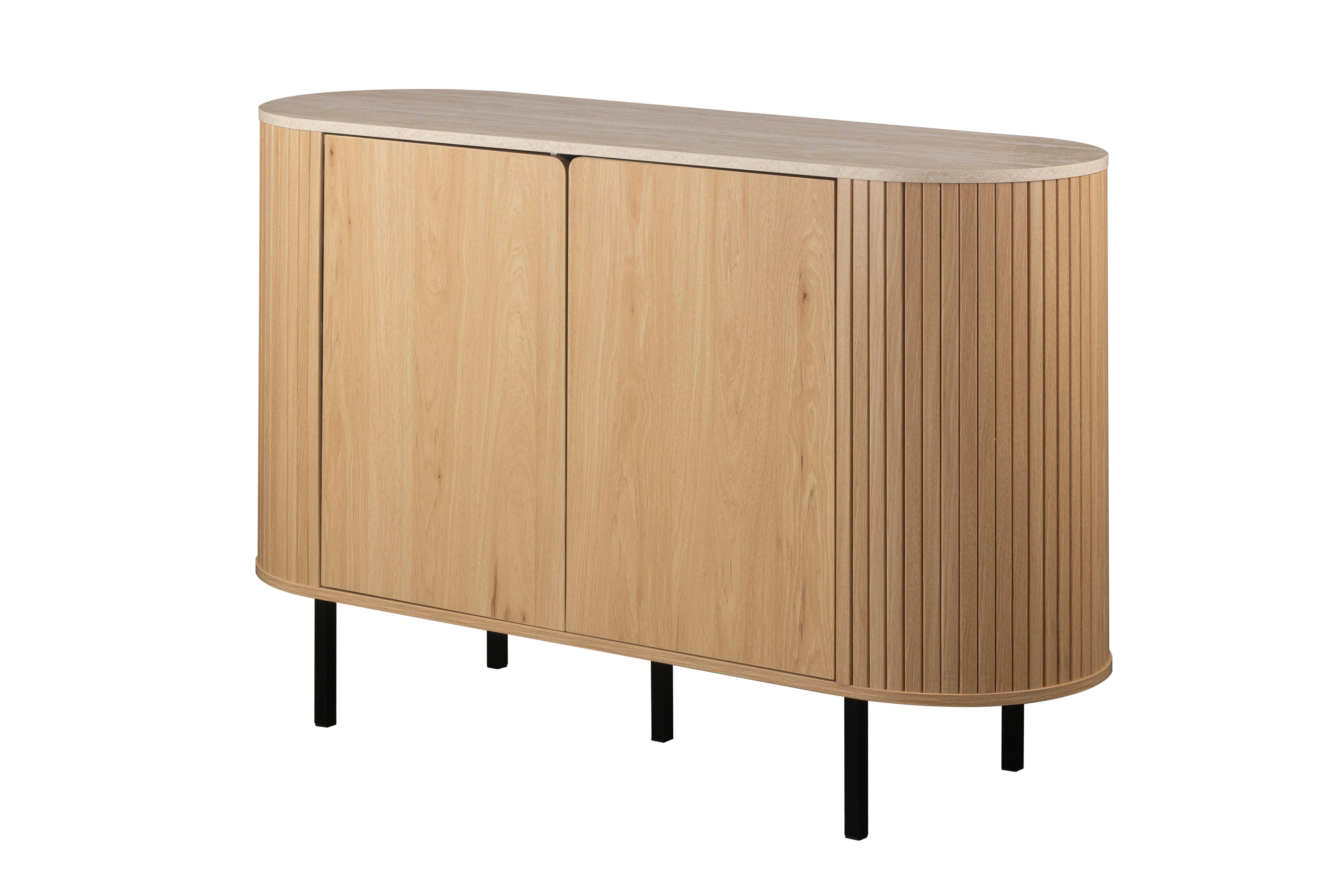 Kommode Fabia Naturfarben B: 120cm - Eichefarben/Schwarz, Design, Holzwerkstoff (120/80/40cm) - MID.YOU