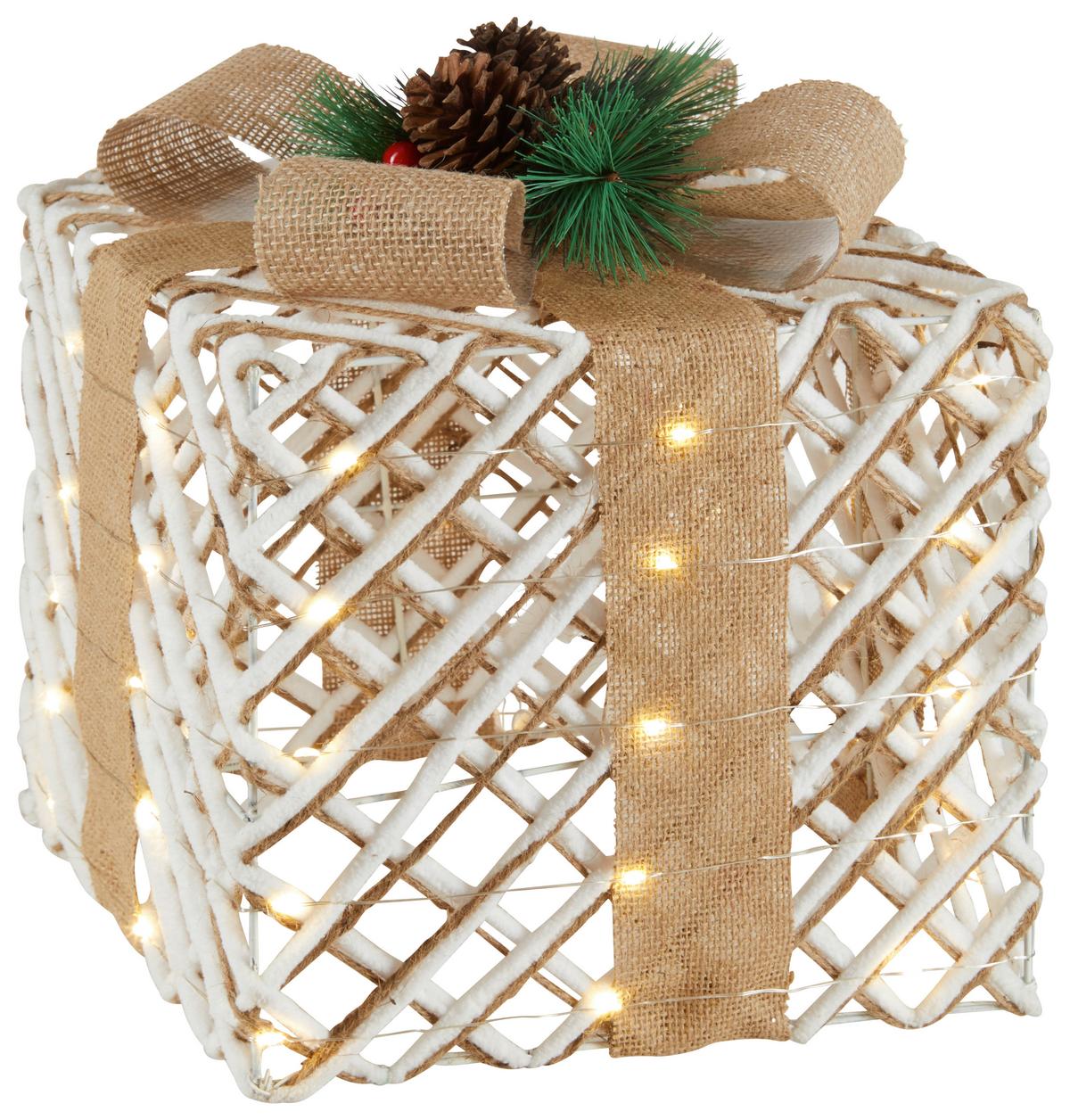 Dekogeschenkbox Rafiki - Beige/Rot, KONVENTIONELL, Naturmaterialien/Kunststoff (25/25/28cm) - Luca Bessoni