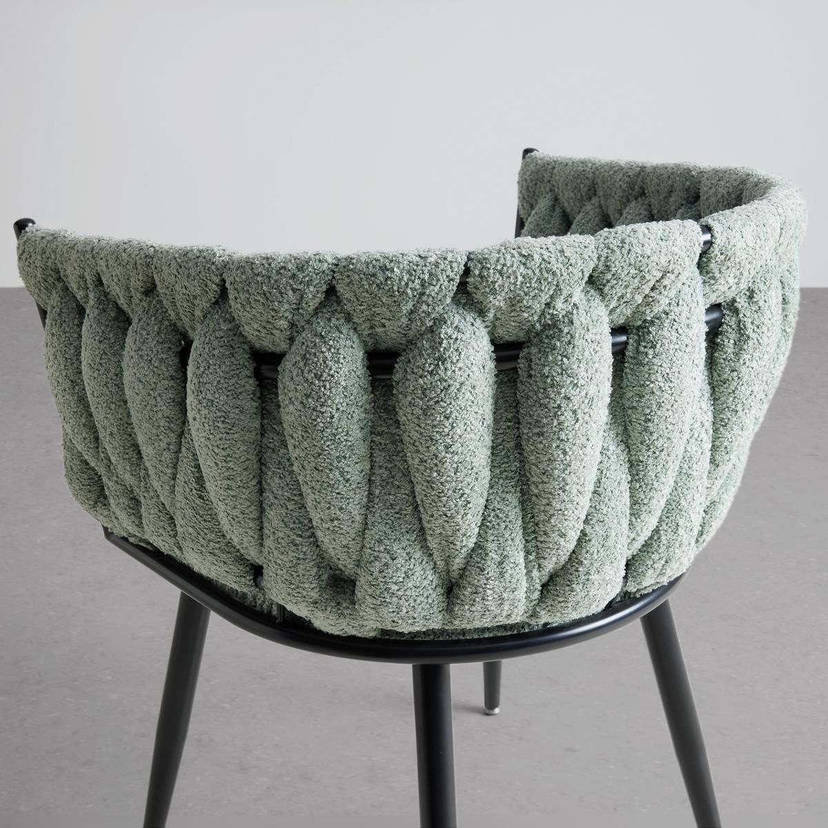 Židle s područkami zelená ženilka - černá/světle zelená, Moderní, kov/dřevo (64/78/55cm) - Premium Living