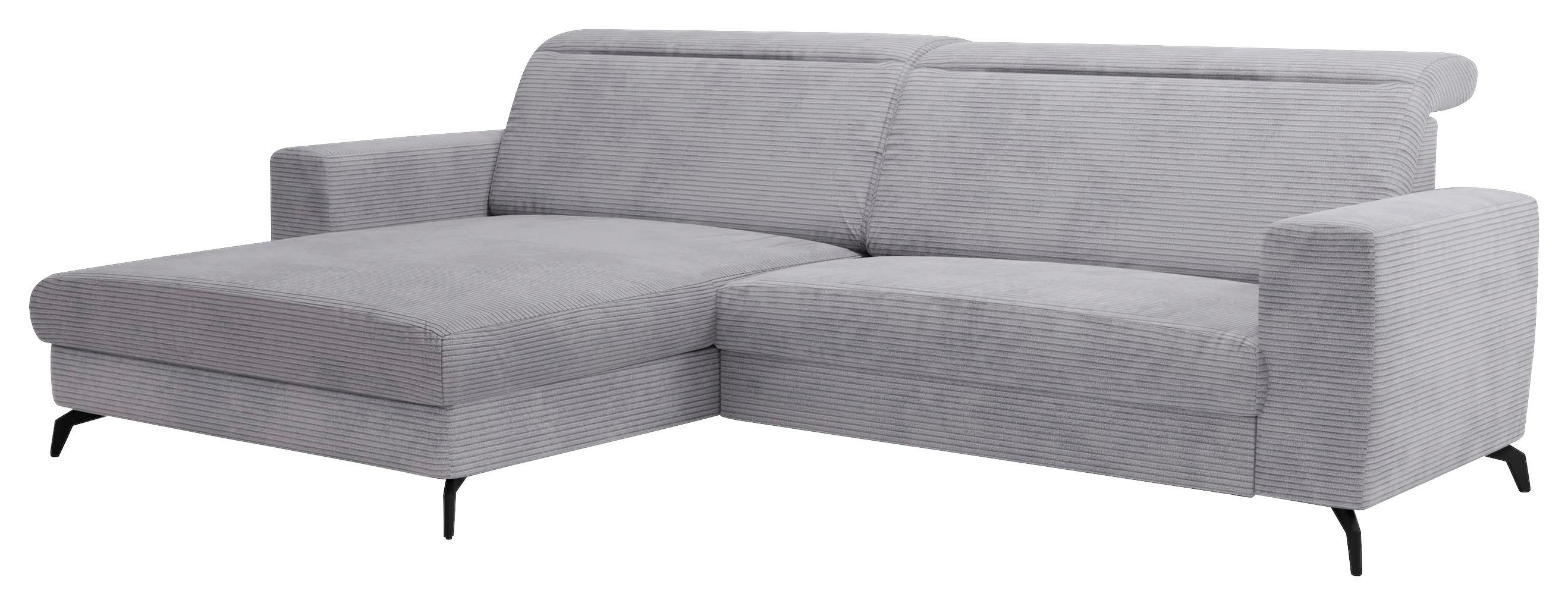 Ecksofa Bolero hellgrau mit Kopfteilverstellung 178x290 - Hellgrau/Schwarz, KONVENTIONELL, Textil (178/290cm) - Sit & More