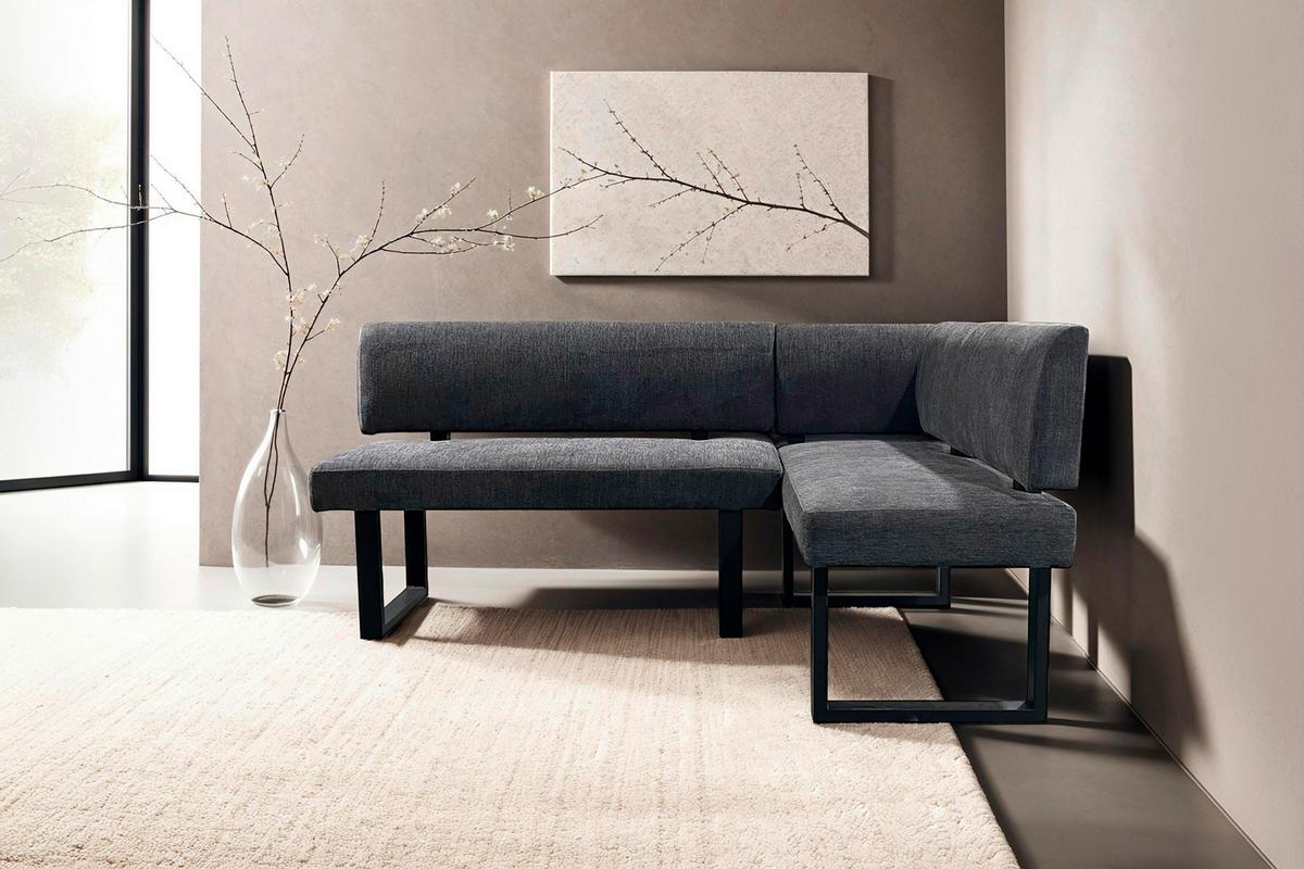 Eckbank Vancouver Grau, Schwarz 181x125 cm - Anthrazit/Schwarz, Design, Textil/Metall (181,5/125cm) - MID.YOU