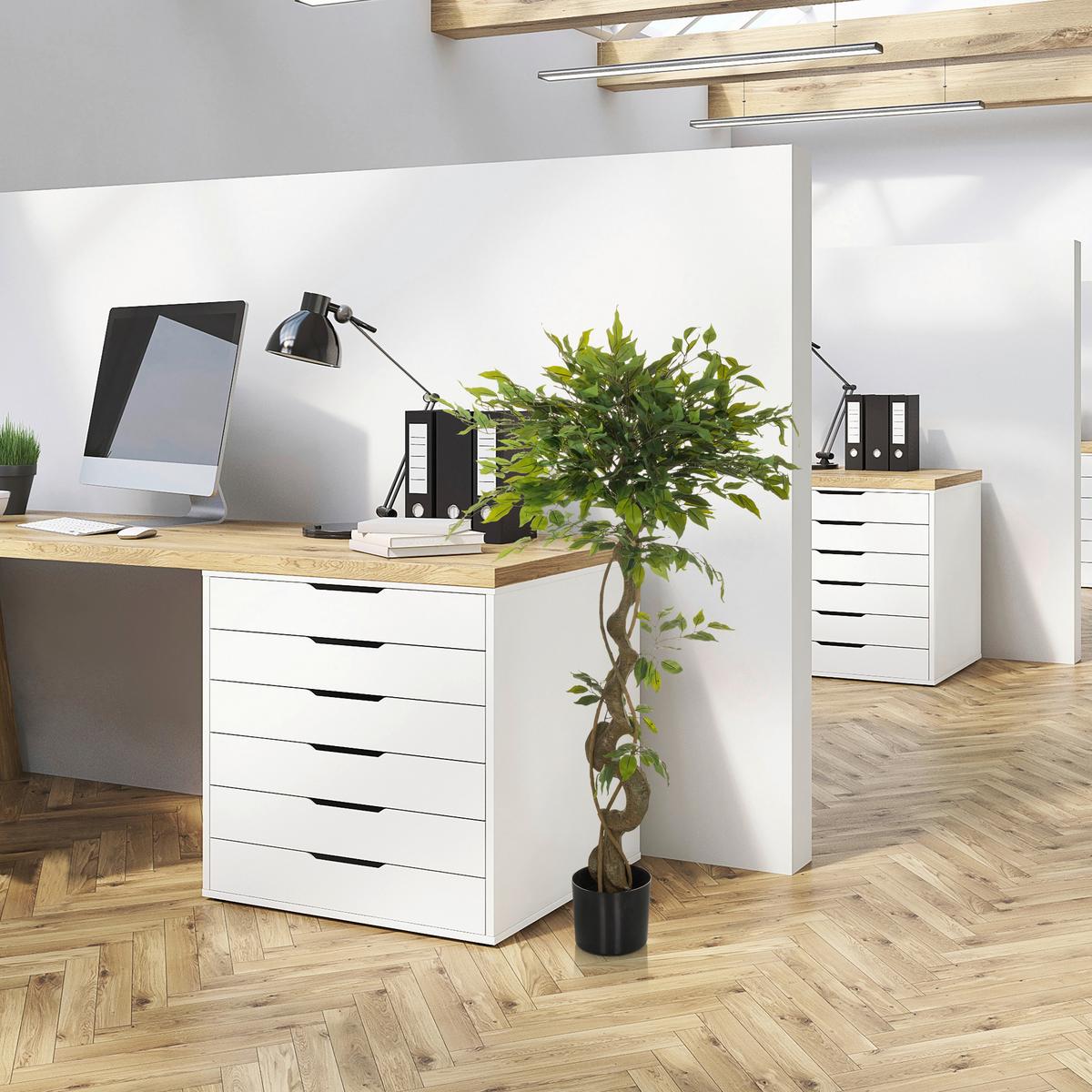 Kunstpflanze Ficus I - Schwarz/Braun, Basics, Kunststoff (70/120/70cm) - MID.YOU