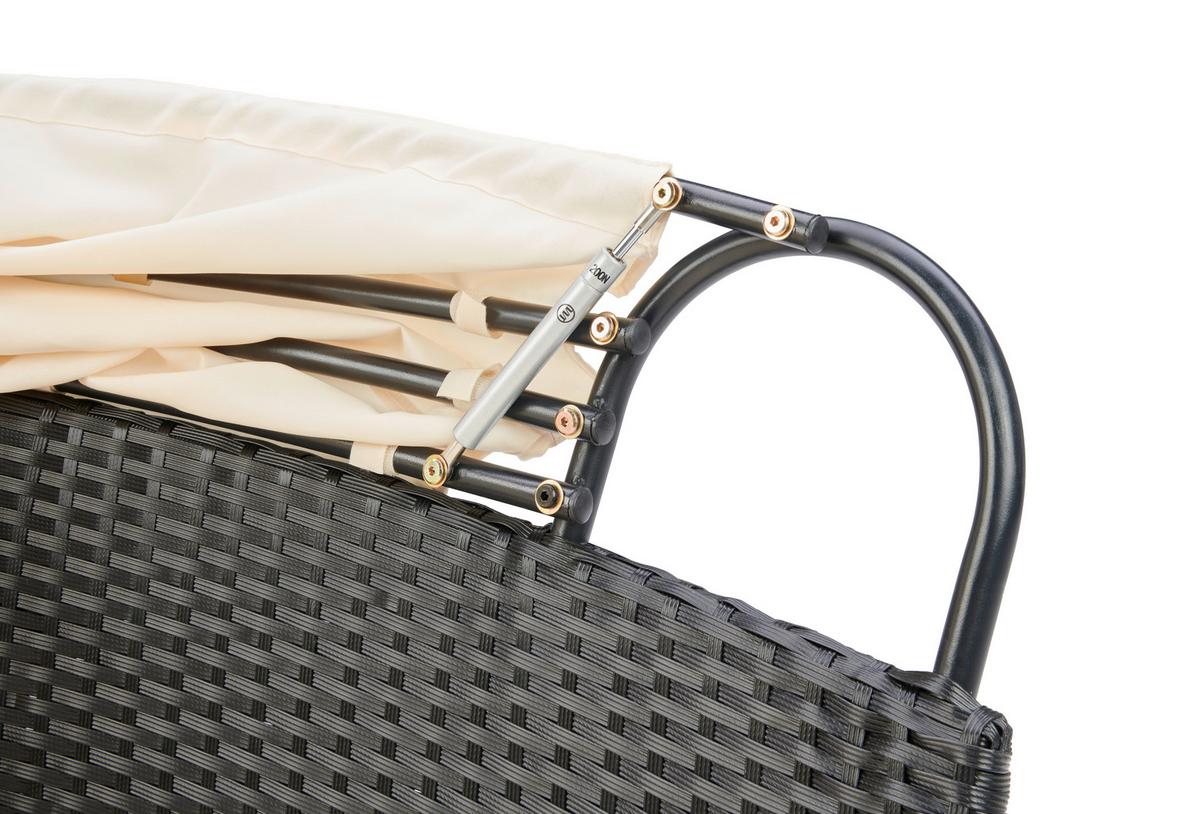 Sonneninsel Bali Schwarz/Beige Polyrattan, verstellbares Dach - Beige/Schwarz, MODERN, Kunststoff/Textil (180/80/81cm) - Luca Bessoni