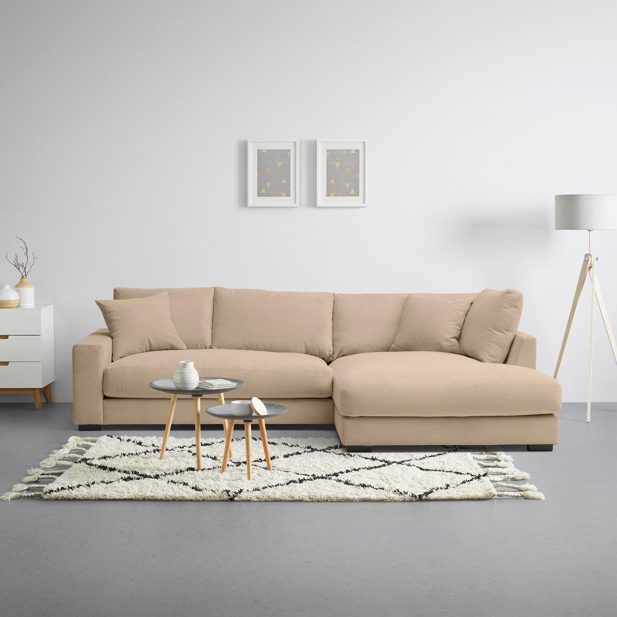 Rohová sedačka PEDRO, pravá, hnědá - černá/hnědá, Moderní, textil/plast (300/190cm) - Mömax