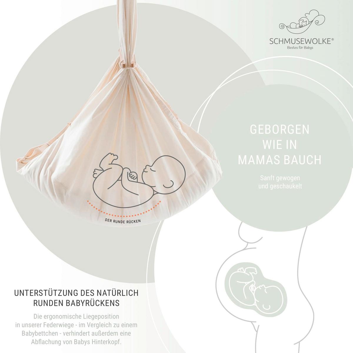 Federwiege Federwiegenset - Anthrazit/Grau, Basics, Kunststoff/Textil (135/194/135cm) - SCHMUSEWOLKE