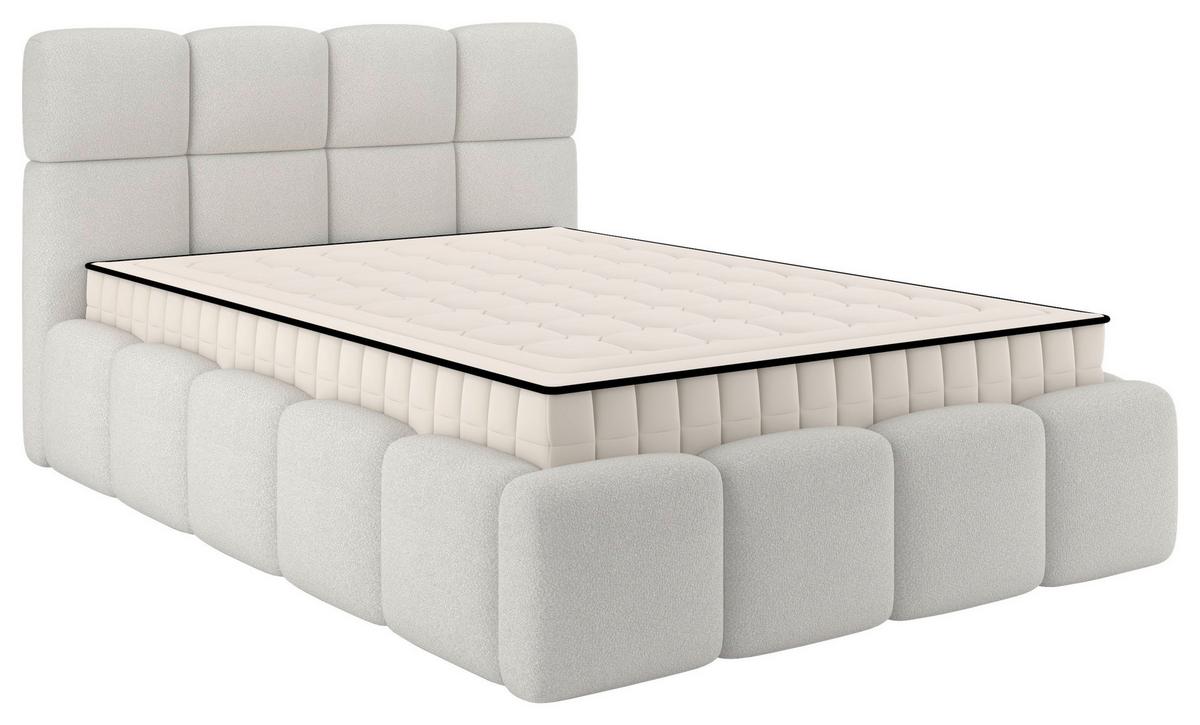 Polsterbett Cloudy M. Matratze Creme, Lf: 140x200 Cm - Creme/Grau, Trend, Holz/Holzwerkstoff (140/200cm) - Luca Bessoni