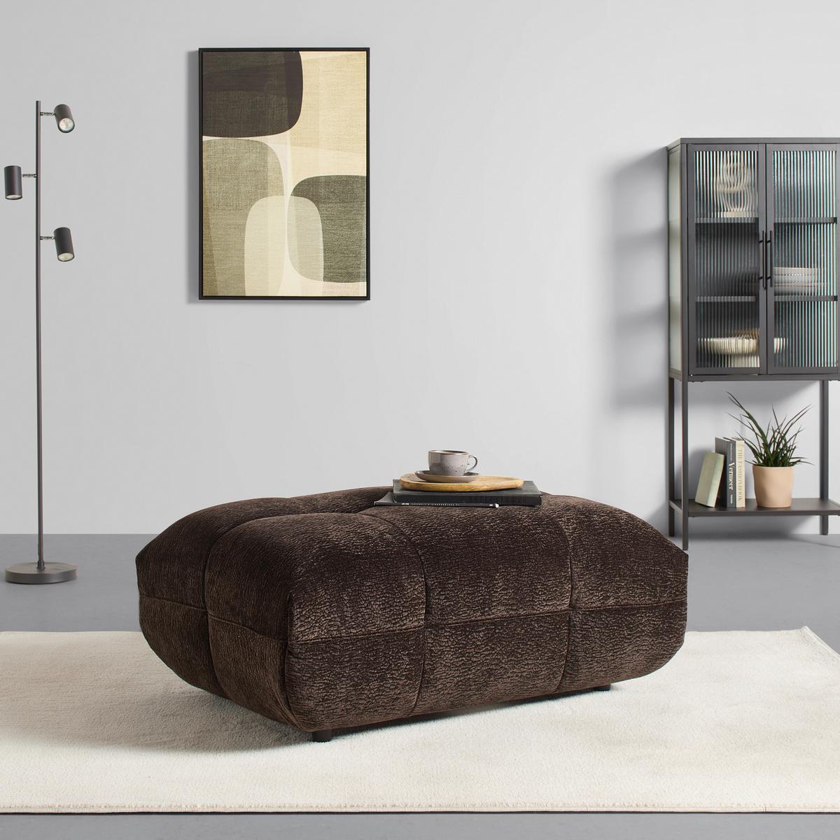 Taburetka PANDA, tmavohnedá ženilka - čierna/tmavohnedá, Trend, textil/plast (105/45/75cm) - Mömax