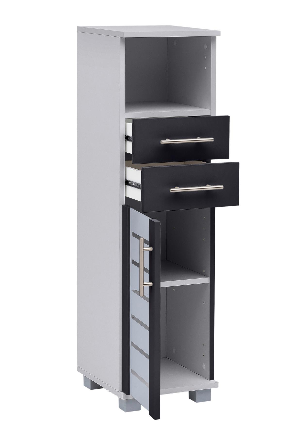 Midischrank Niko Anthr./silberfarben B: 30,3cm - Anthrazit/Silberfarben, MODERN, Glas/Holzwerkstoff (30,3/110,5/32,6cm) - MID.YOU