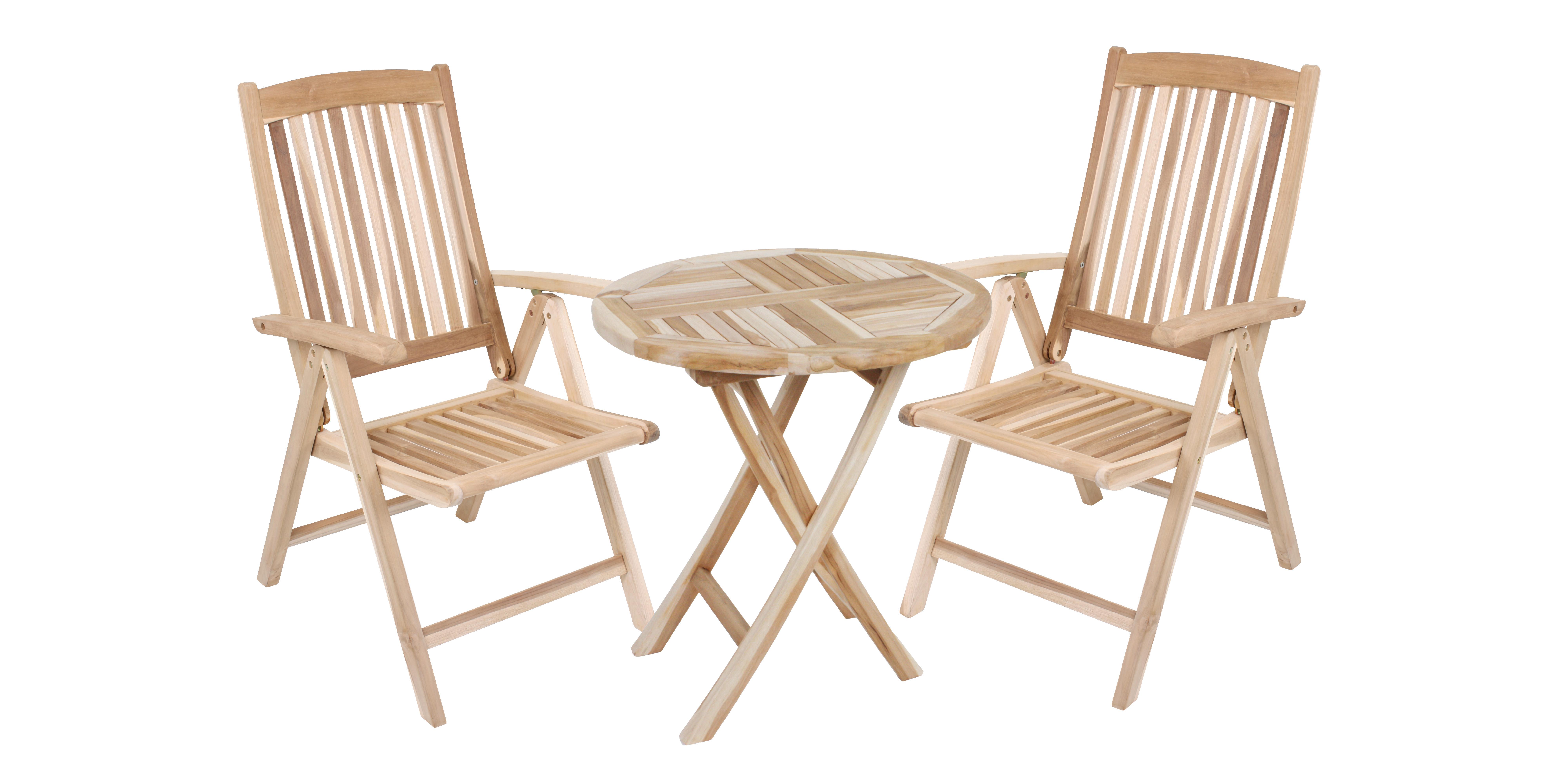 Gartenmöbel Set 3-Tlg. Java Teakholz - Teakfarben, Basics, Holz (70/105/59cm) - Gardenson