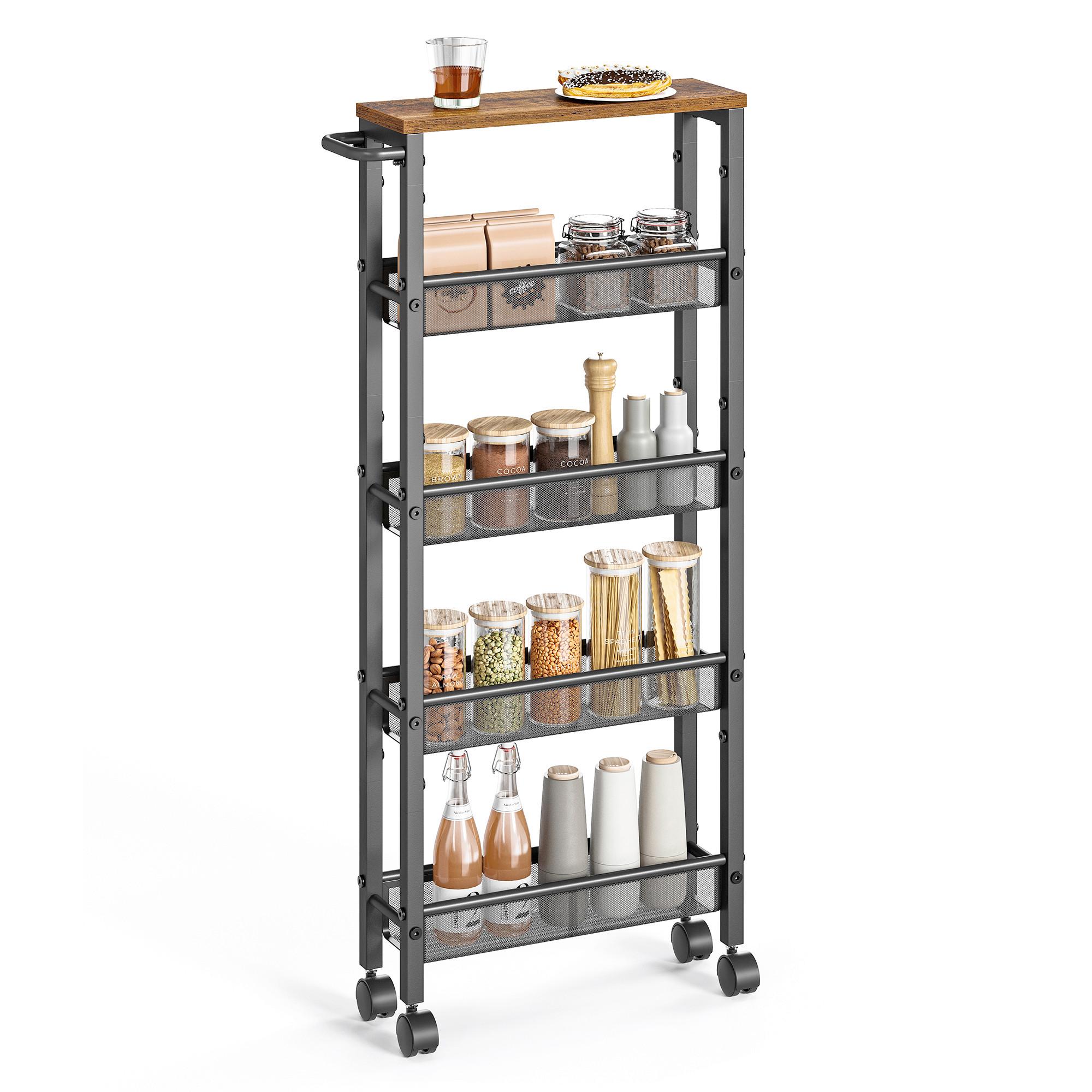 Servierwagen Rolling Cart - Schwarz/Braun, MODERN, Holzwerkstoff/Metall (45,4/13/99,6cm) - MID.YOU
