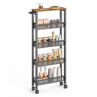 Servierwagen Rolling Cart - Schwarz/Braun, MODERN, Holzwerkstoff/Metall (45,4/13/99,6cm) - MID.YOU