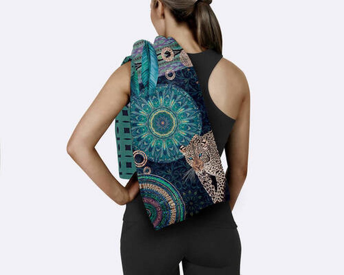 Sporthandtuch Imena Blau Grün Petrol 75x180 Cm - Blau/Petrol, Trend, Textil (75/180cm)