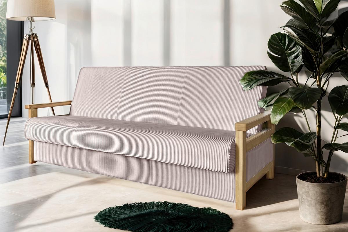 Schlafsofa Malaga Rosa B: 220cm - Naturfarben/Rosa, Design, Holz/Textil (220/90/90cm) - P & B