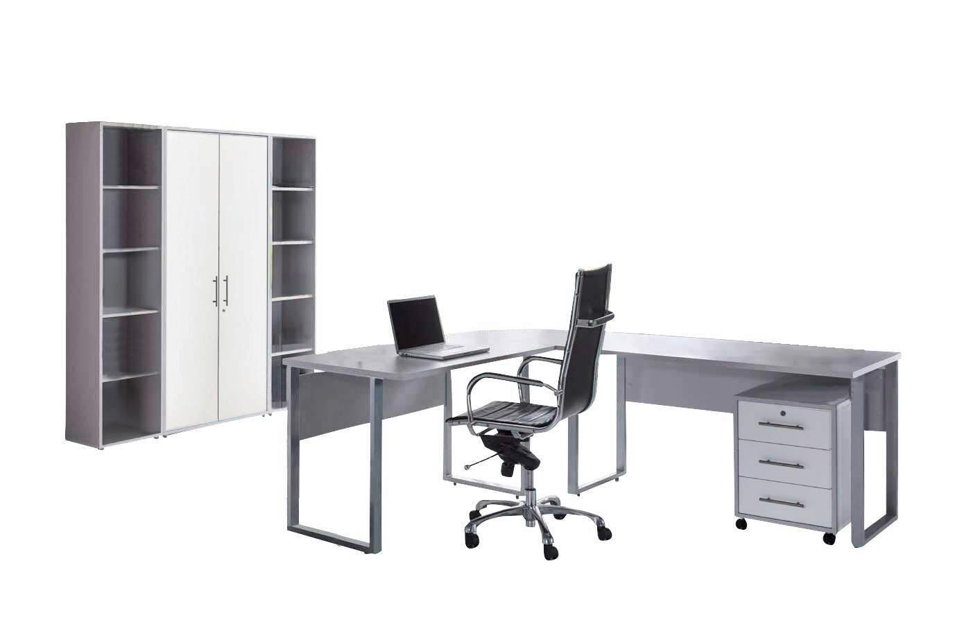 Büro Office Edition Grau/weiß - Weiß/Grau, MODERN, Holzwerkstoff - MID.YOU