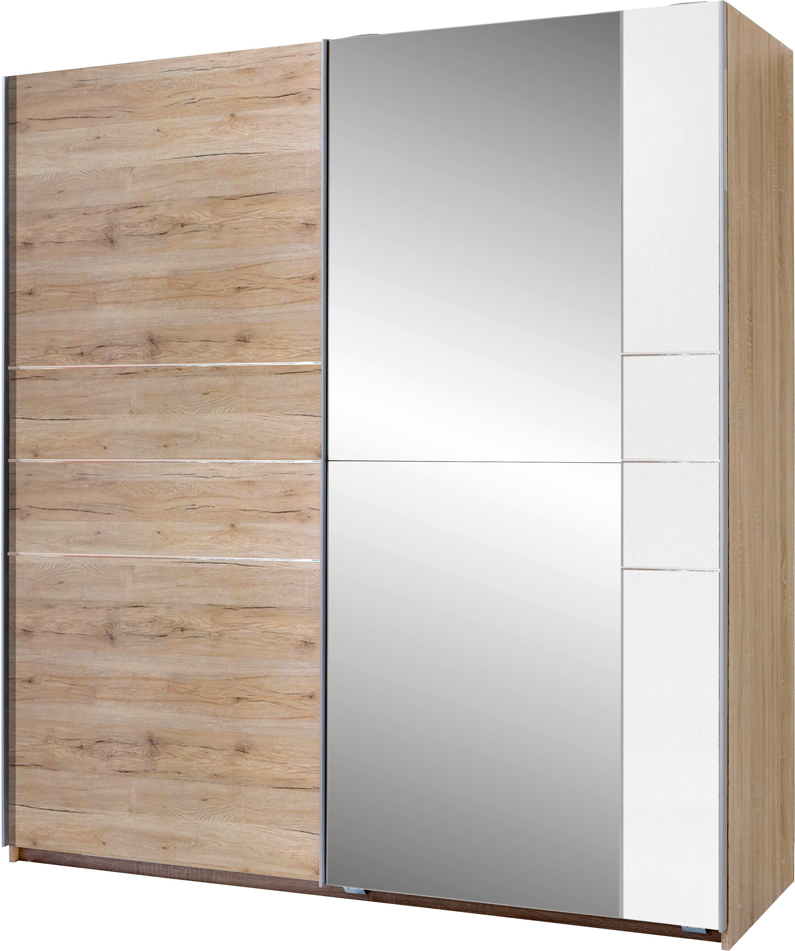 Tolóajtós Szekrény Stripe 180/198 Cm - tölgyfa színű, Modern, fa (180/198/64cm)