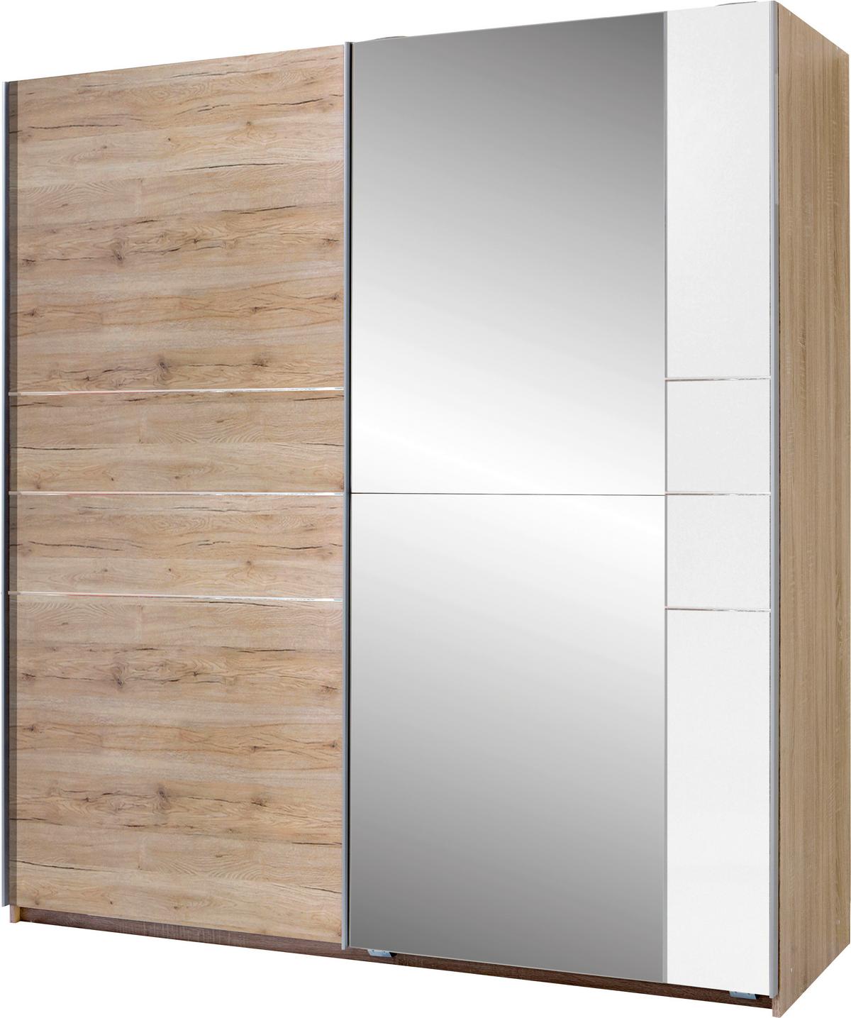 Tolóajtós Szekrény Stripe 180/198 Cm - tölgyfa színű, Modern, fa (180/198/64cm)