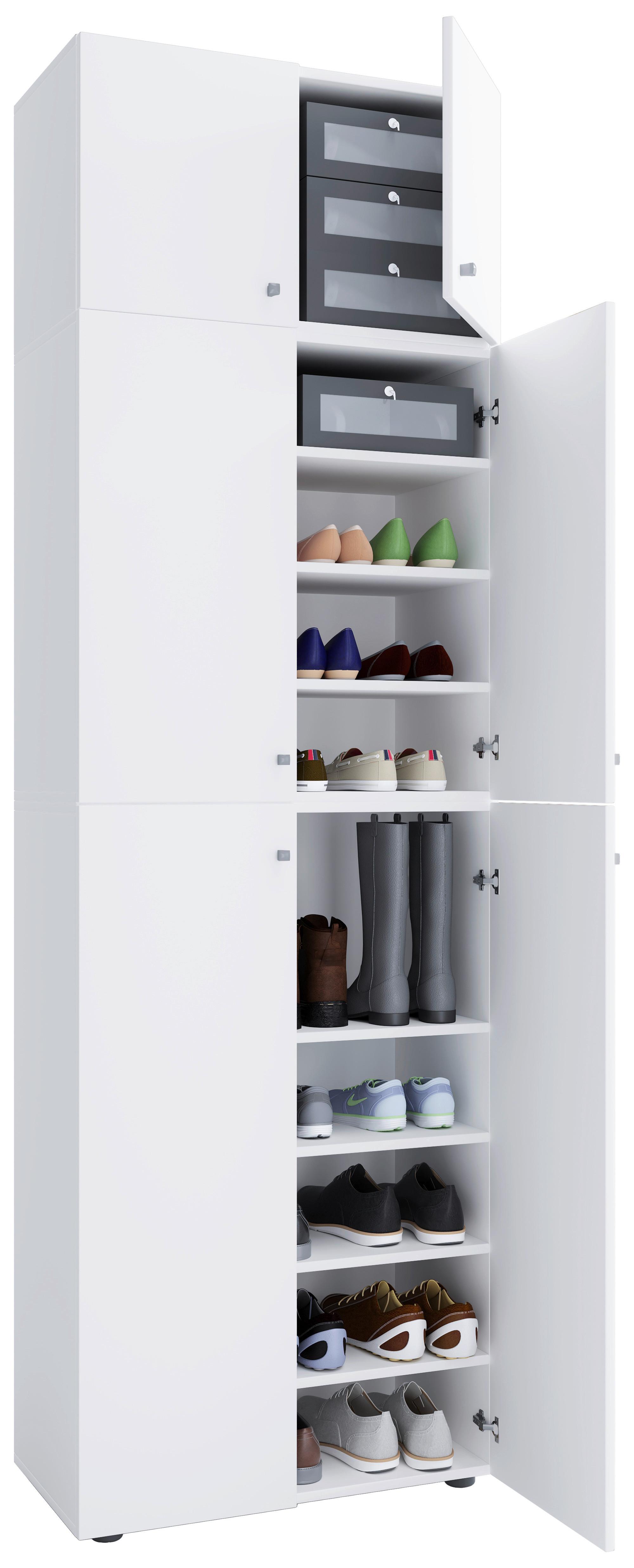 Schuhschrank Lona Xxl Weiß B: 70 Cm - Schwarz/Weiß, MODERN, Holzwerkstoff (70/223/39cm) - MID.YOU