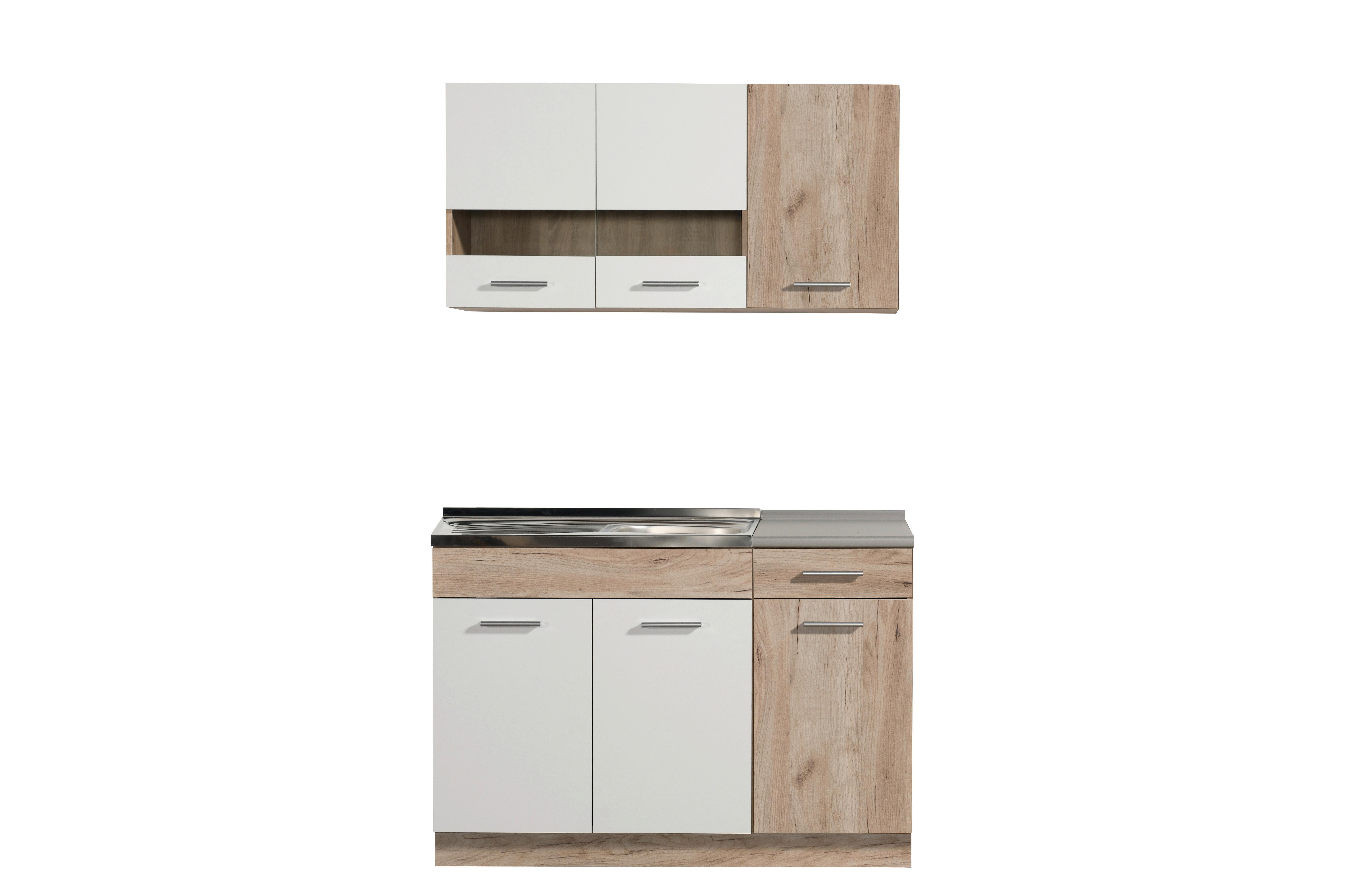 Konyhablokk Dalila - szürke tölgy/fehér, Basics, faalapú anyag (120/206,5/51,5cm)