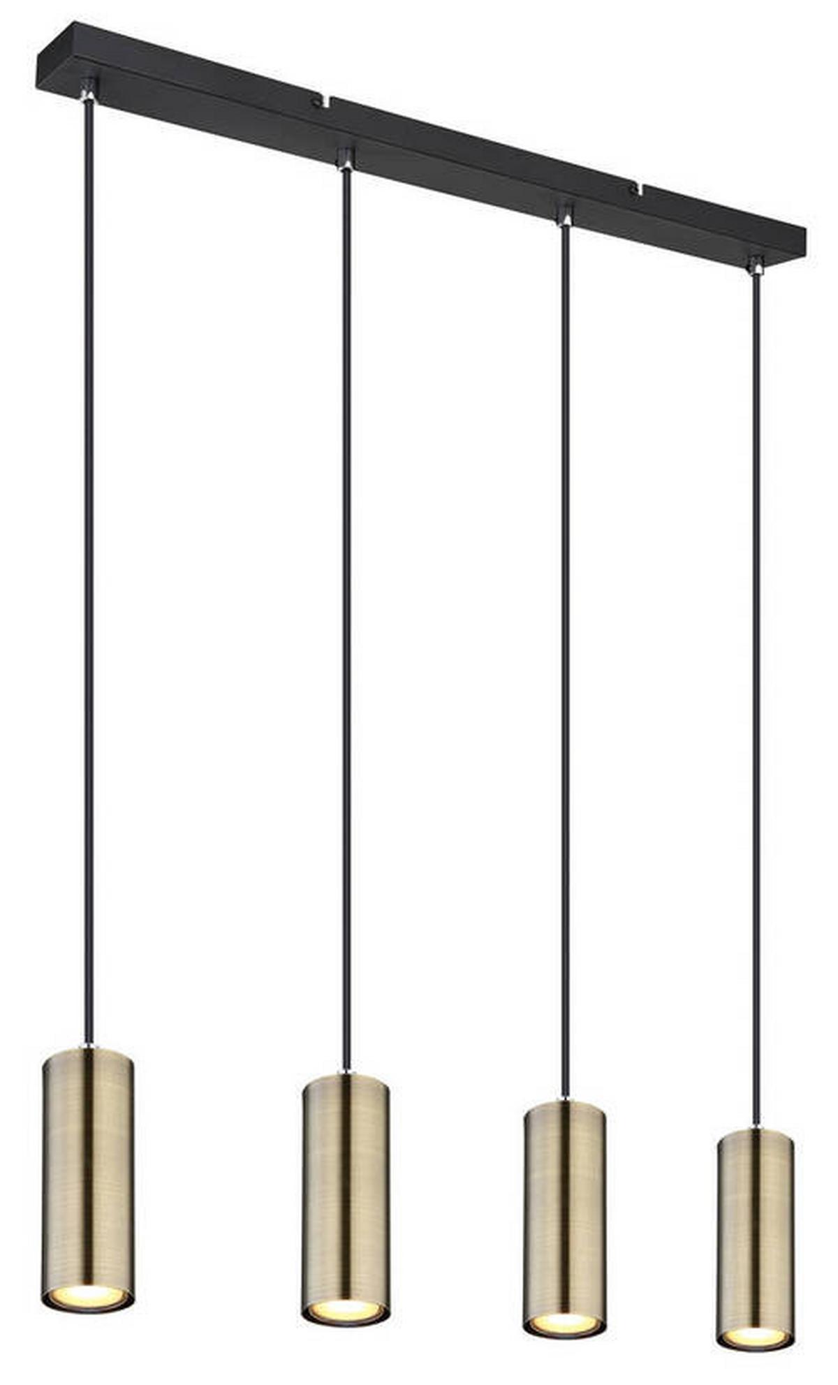 Hängeleuchte 57911-4hm - Messingfarben/Schwarz, Design, Metall (65/6/120cm) - Globo