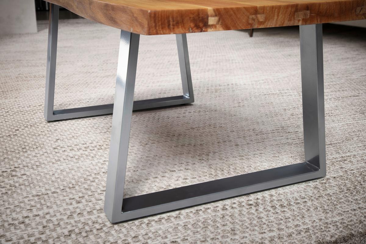 Couchtisch Couchtisch - Chromfarben/Akaziefarben, Design, Holz/Metall (120/60/46cm) - MID.YOU