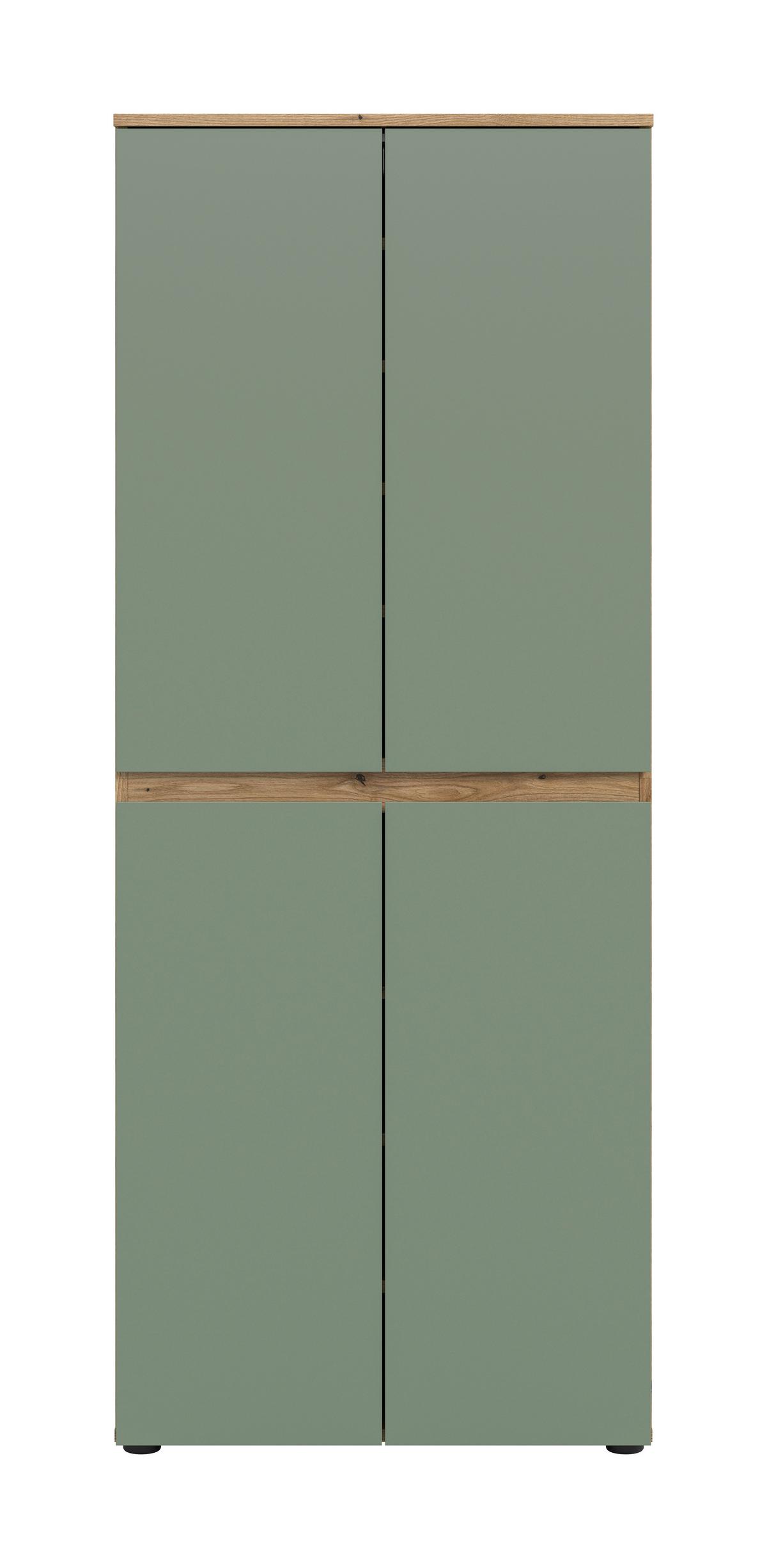 Garderobenschrank Scarpa Eichefarben/graugrün B: 70 Cm - Eichefarben/Schwarz, Design, Holzwerkstoff (70/175/37cm) - Livetastic
