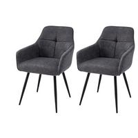 Armlehnstuhl-Set Verona I S 2er-Set - Anthrazit/Schwarz, MODERN, Textil/Metall (53/85/62cm) - MID.YOU