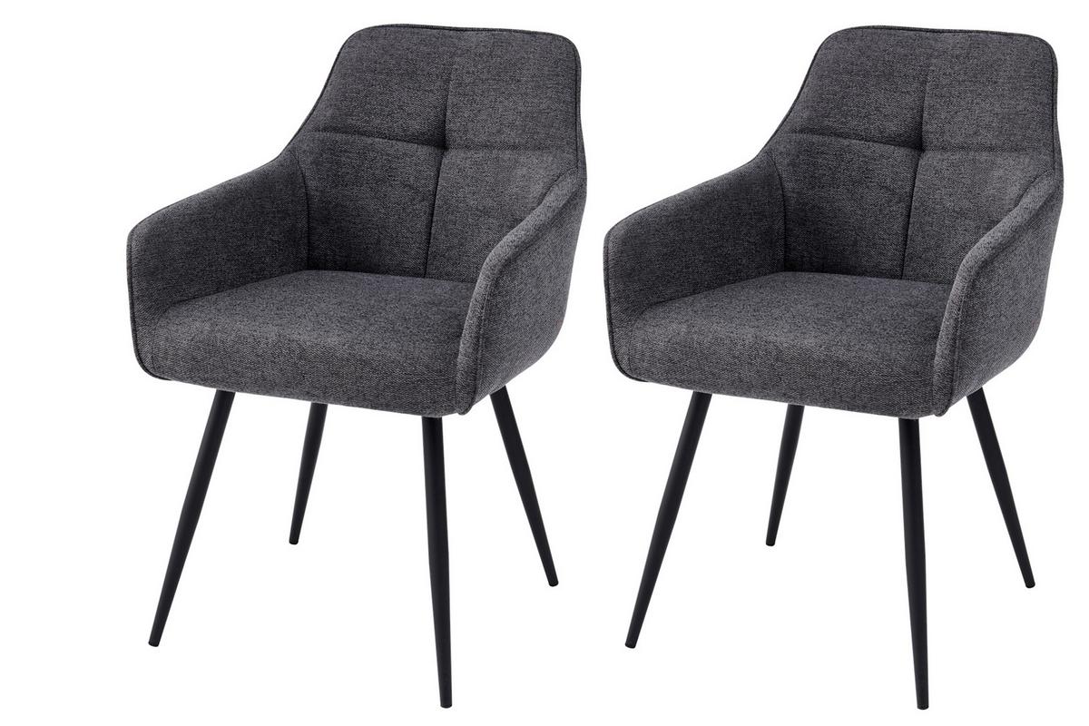Armlehnstuhl-Set Verona I S 2er-Set - Anthrazit/Schwarz, MODERN, Textil/Metall (53/85/62cm) - MID.YOU