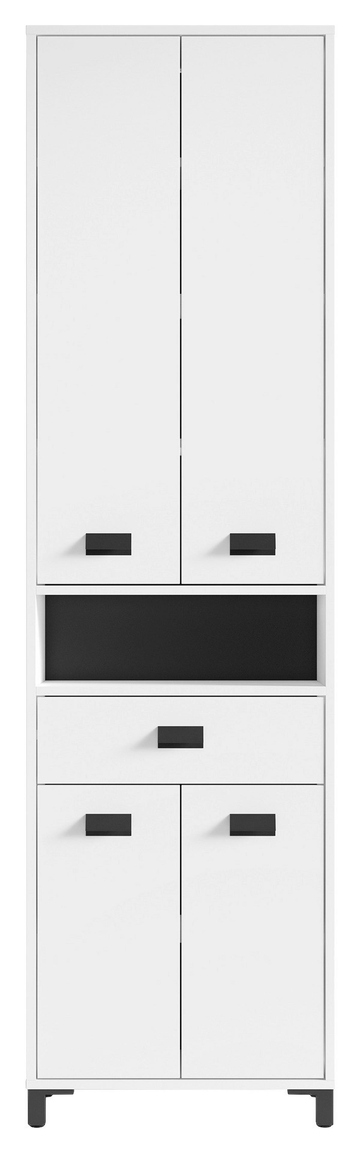 Hochschrank Wellness Weiß/Schwarz B: 54 cm - Schwarz/Weiß, MODERN, Holzwerkstoff (54/193/31cm) - MID.YOU