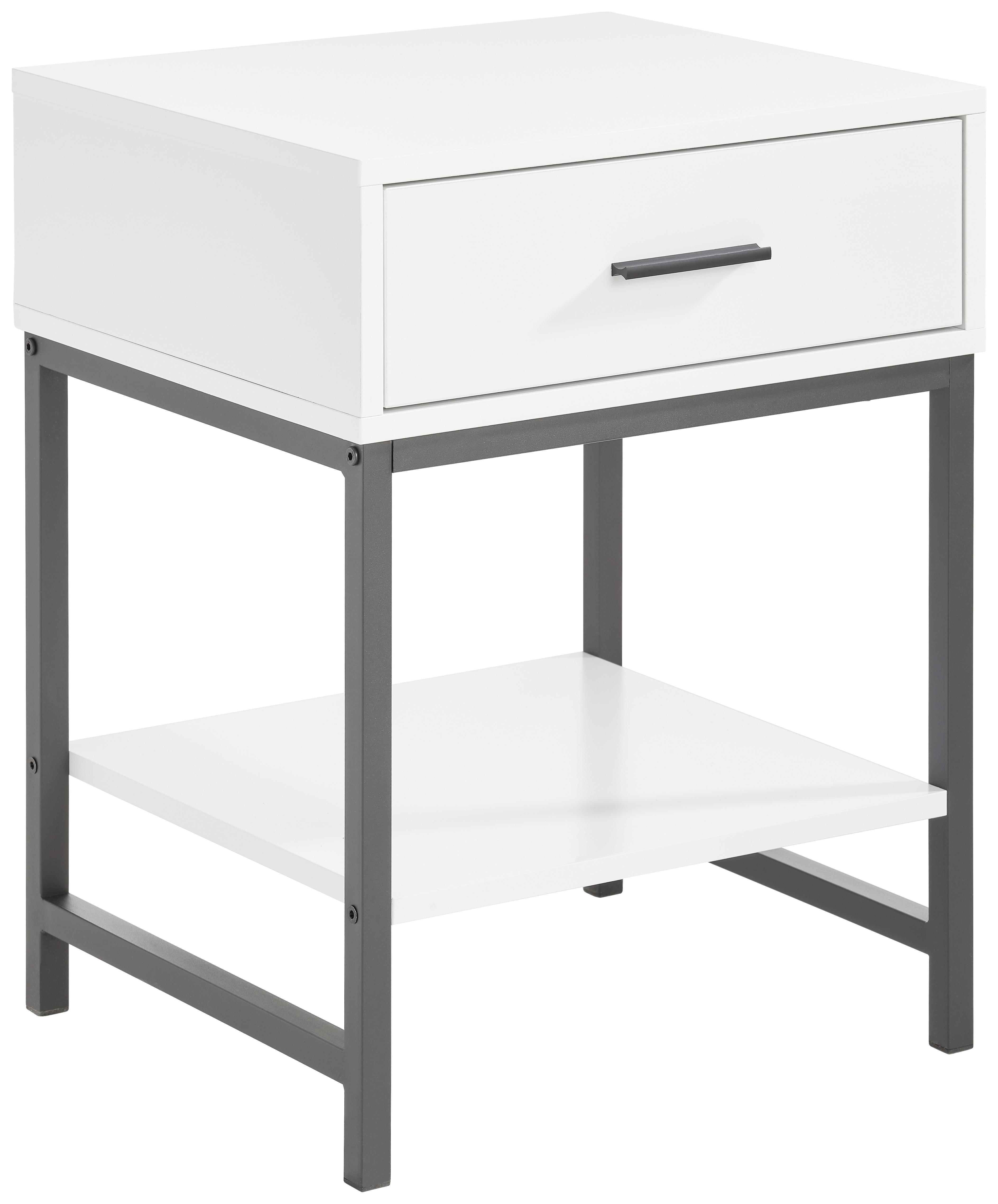 Nachtkästchen Weiß/Schwarz H: 58 cm Industry - Schwarz/Weiß, MODERN, Holzwerkstoff/Metall (45/58/40cm) - Livetastic