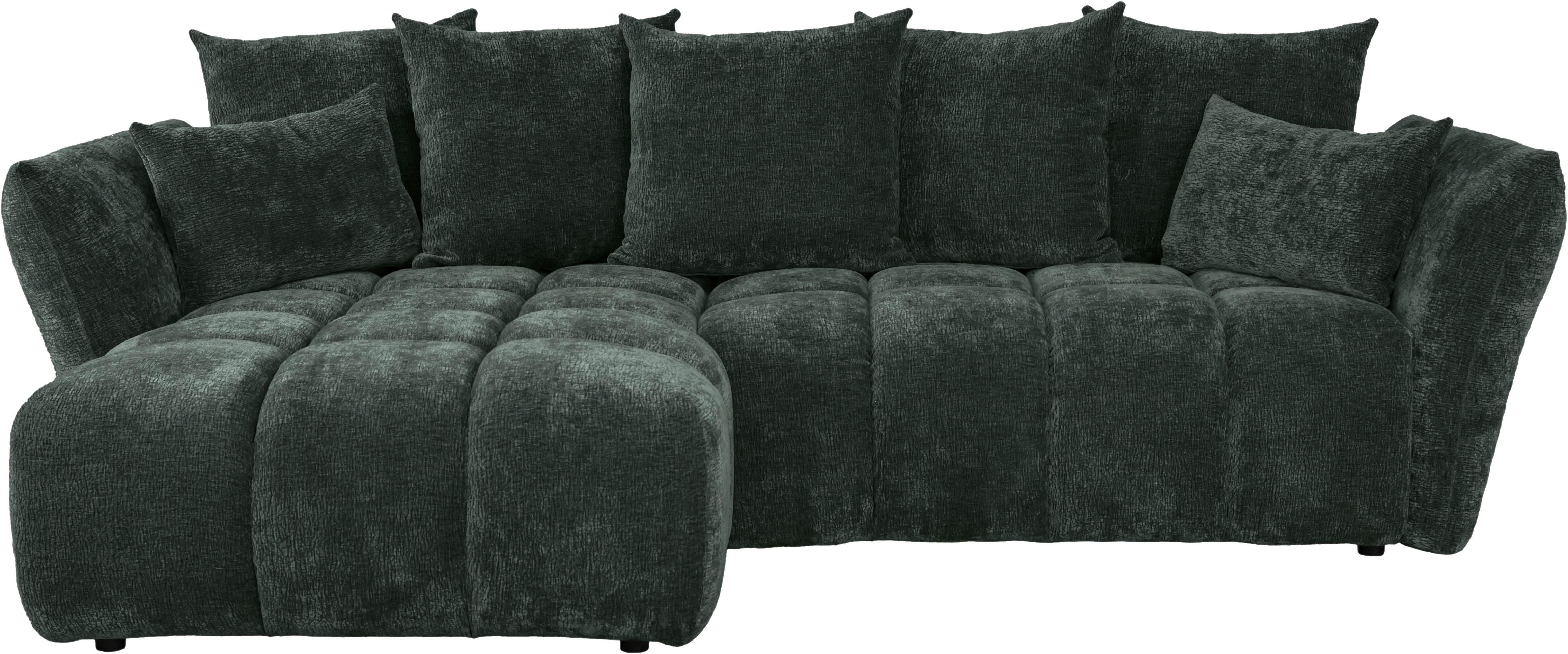 Univerzálna sedačka CAMMELLIO, tm.zelená ženilka, 7 vankúšov - čierna/tmavozelená, Modern, textil (296/75-95/189cm) - Mömax