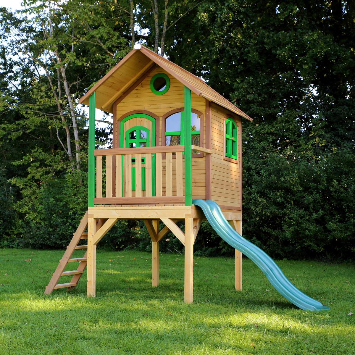 Spielhaus A030.037.00 - Hellgrün/Braun, KONVENTIONELL, Holz (318/272/191cm) - Ambia Garden