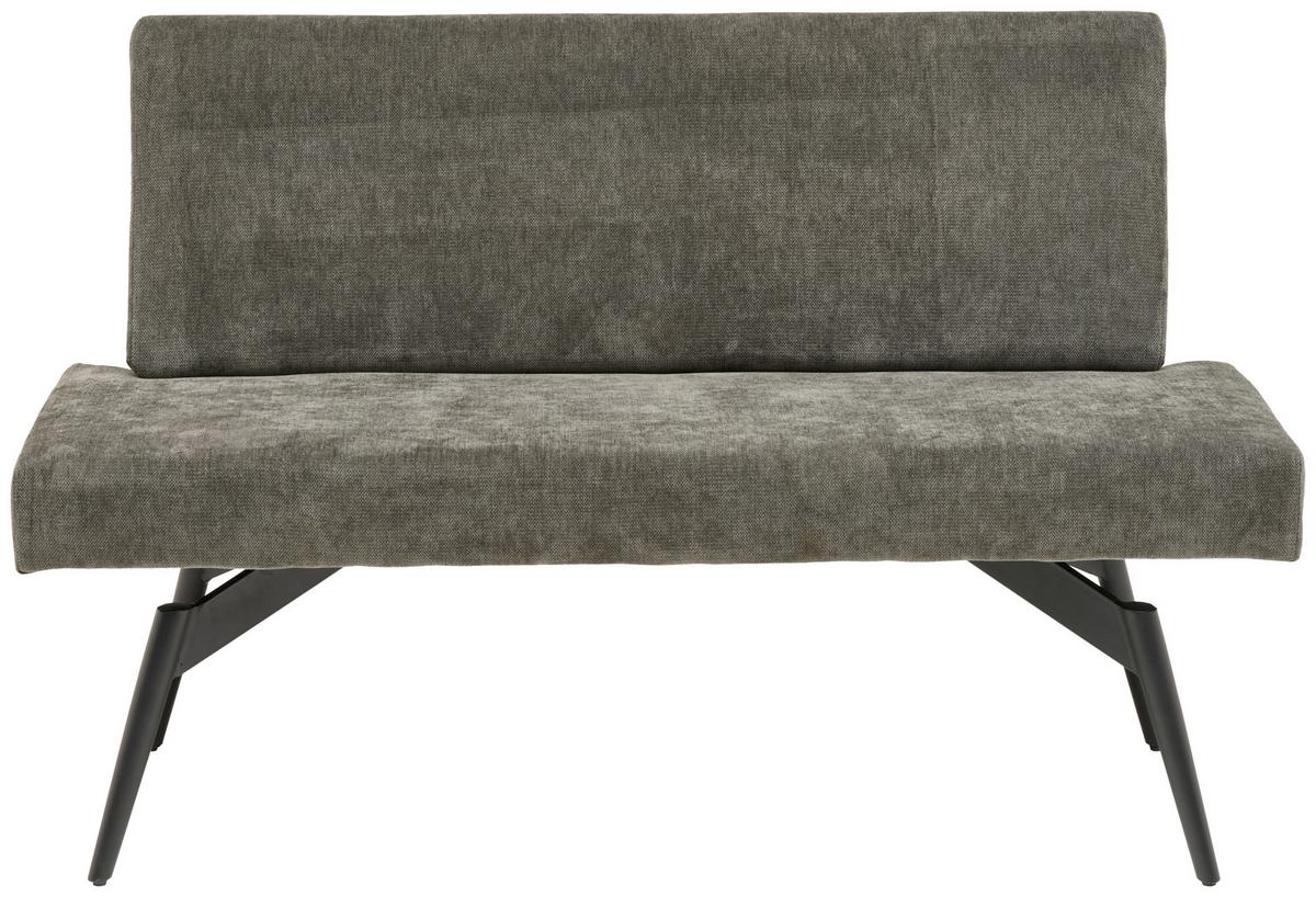 Sitzbank Tinos Mit Lehne Dunkelgrau, B: 140 Cm - Dunkelgrau/Schwarz, KONVENTIONELL, Textil/Metall (140/88/62cm) - MID.YOU