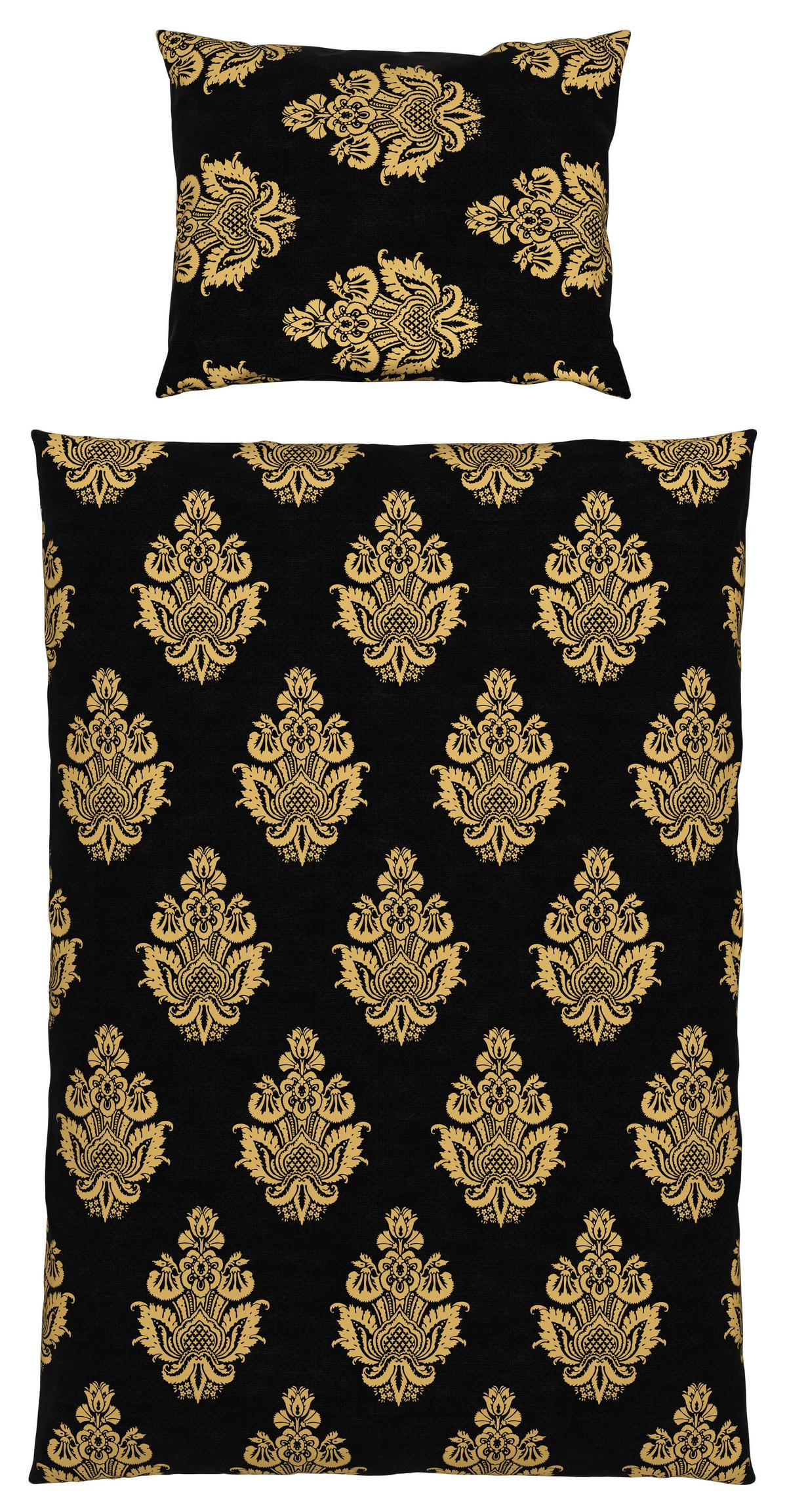 Ágyneműhuzat-garnitúra Japur - fekete/aranyszínű, Konventionell, textil (140/200cm) - Ondega