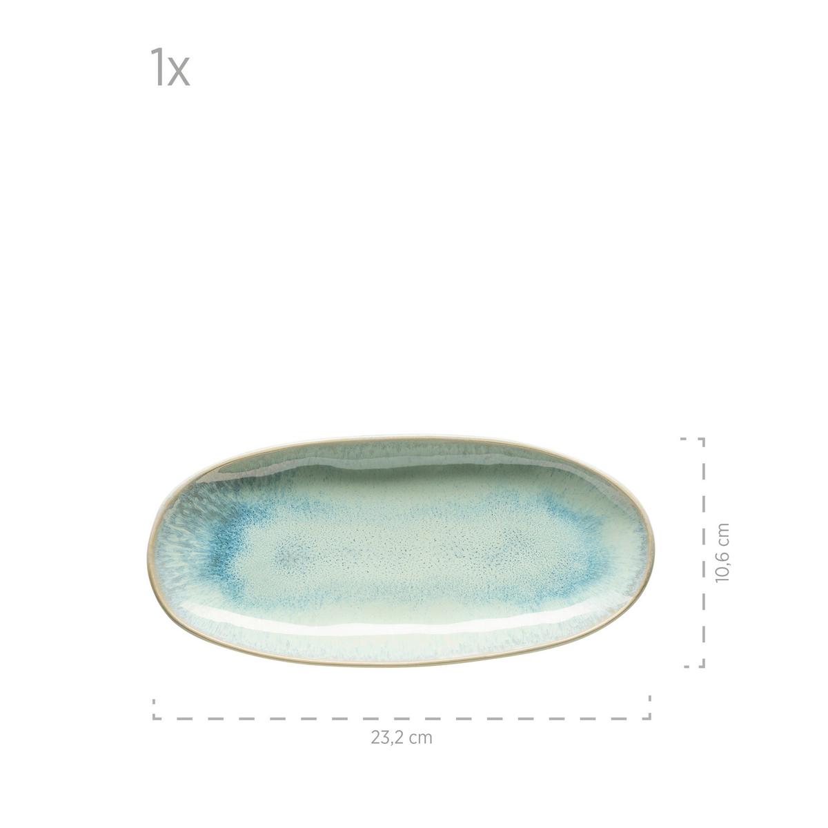 Servierplatte Aus Steinzeug Frozen 3-Tlg. Grün - Grün, Basics, Keramik (39/24,5/10cm) - Mäser