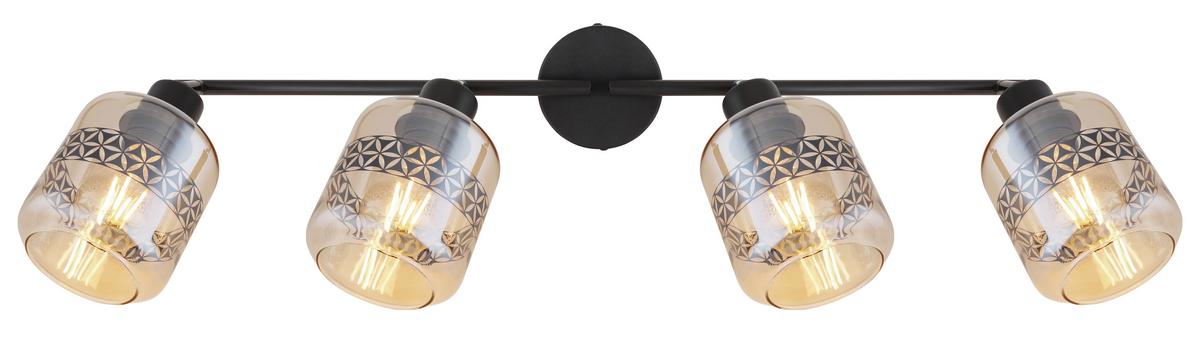 Strahler 4-Flammig verstellbar L: 70,5 cm - Schwarz, Design, Glas/Metall (70,5/11/25cm) - Globo