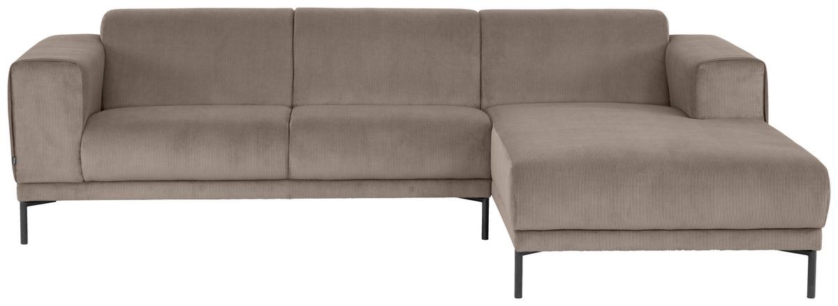 Ecksofa Erno Taupe S: 262 Cm - Taupe/Schwarz, Design, Textil (262/183cm) - MID.YOU