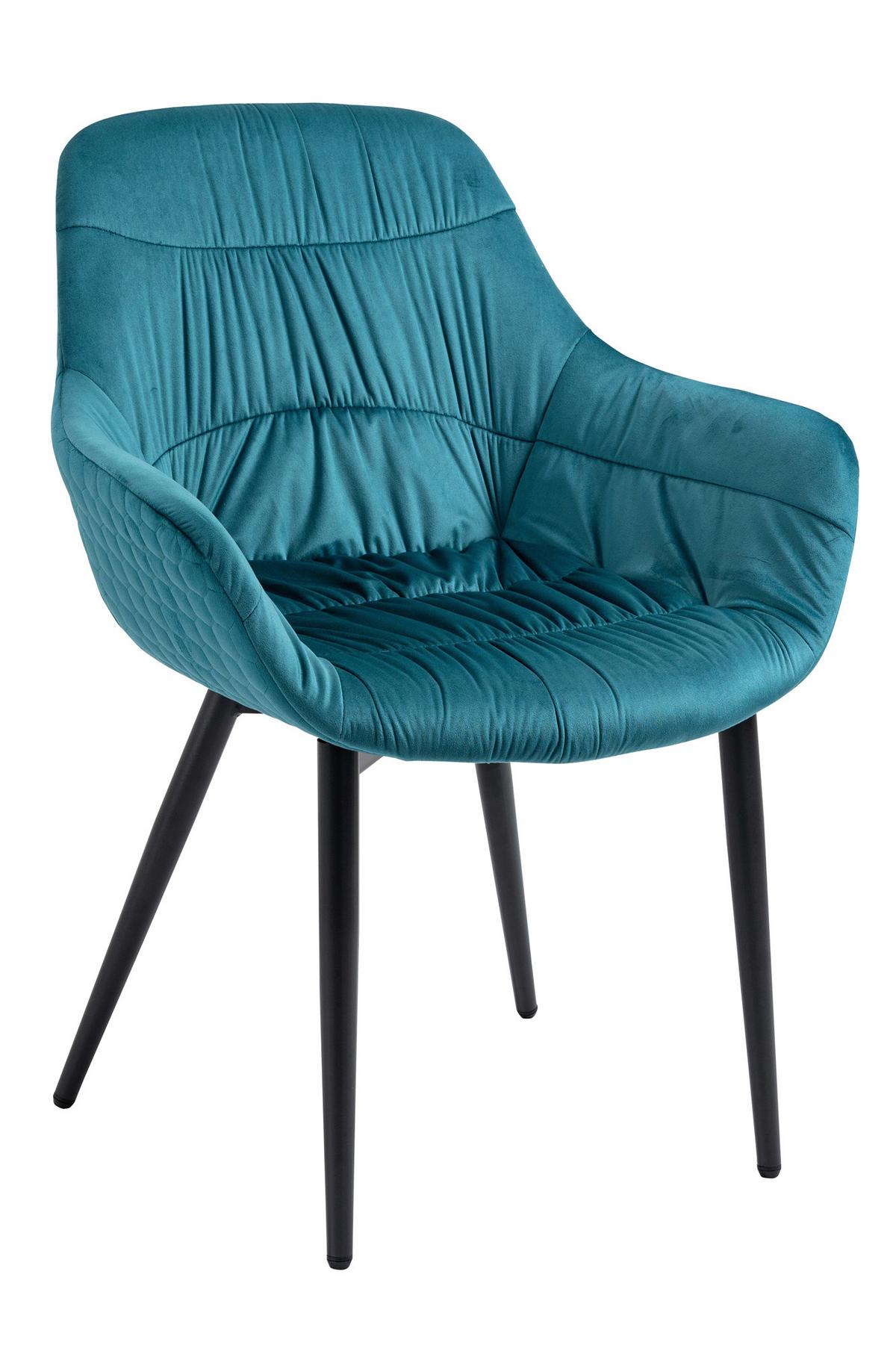 Tischgruppe Akazie Massiv/türkis 5--Teilig. - Türkis/Naturfarben, MODERN, Holz/Textil (180/90/76,5cm) - Livetastic