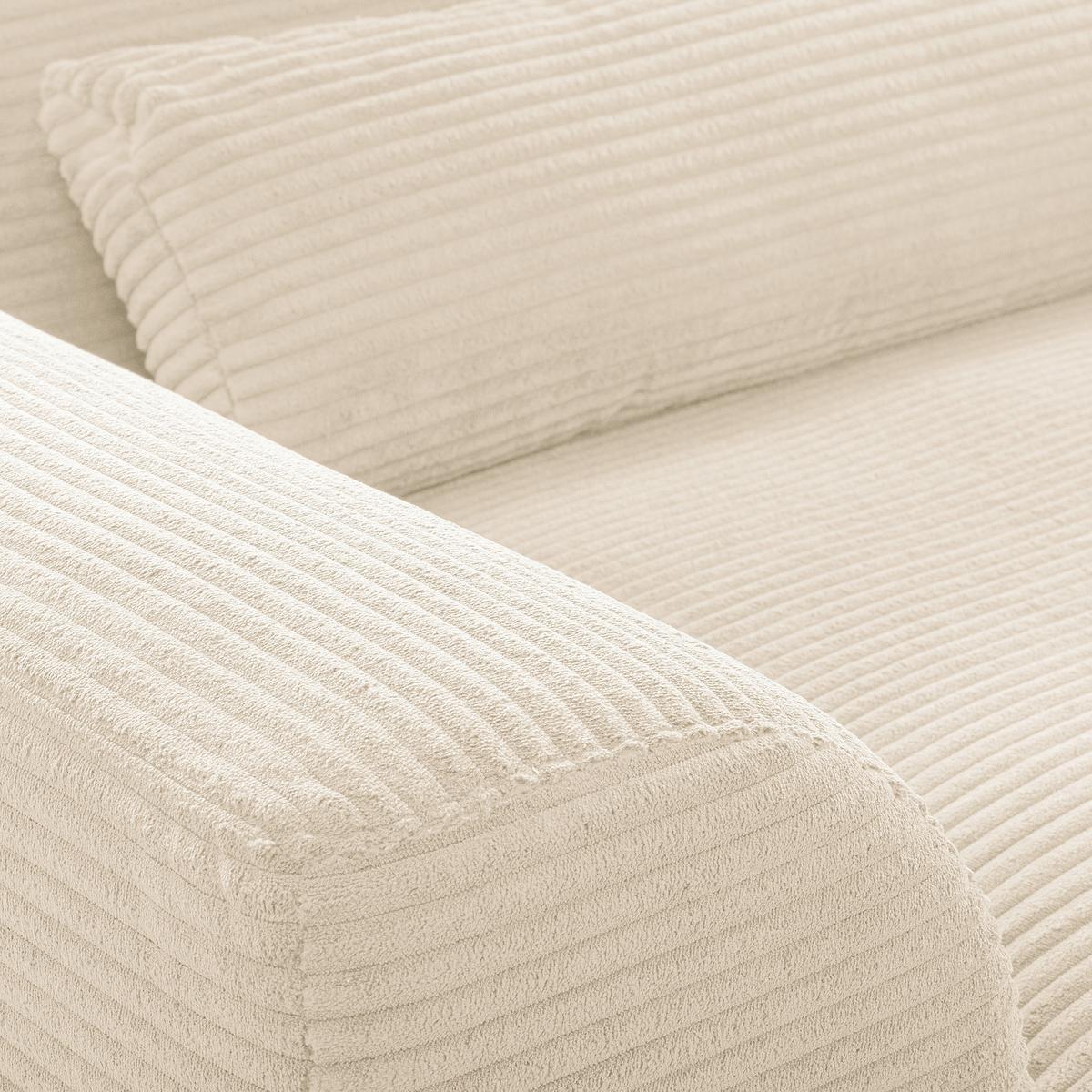 Ecksofa Berlin Cord Creme 313x172 cm - Creme/Schwarz, Design, Textil (313/172cm) - P & B