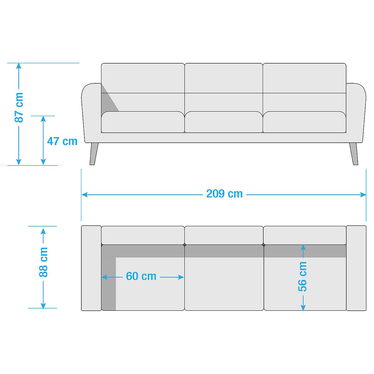 3-sitzer-sofa Tromso Beige B: 209 Cm - Beige/Schwarz, Design, Textil (209/87/88cm) - Livetastic