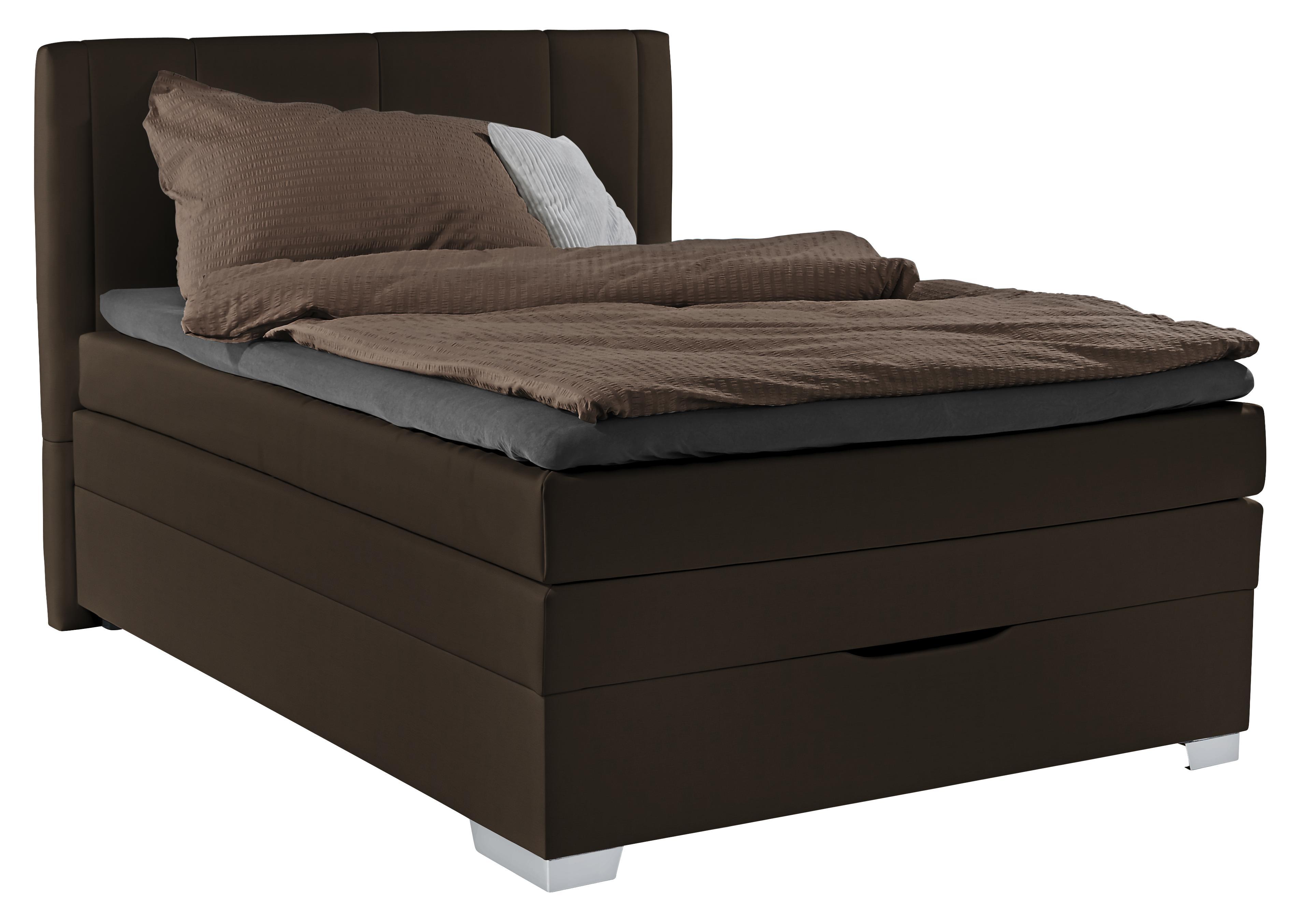 Boxspringbett Madison 140x200 Coffee - Chromfarben/Dunkelbraun, MODERN, Holz/Textil (140/200cm)