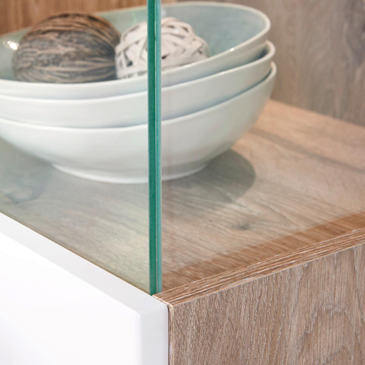 Vitrine Liverpool B: 87 Cm Mit Beleuchtung Weiß/eichef. - MODERN, Holzwerkstoff (87/129/38cm)