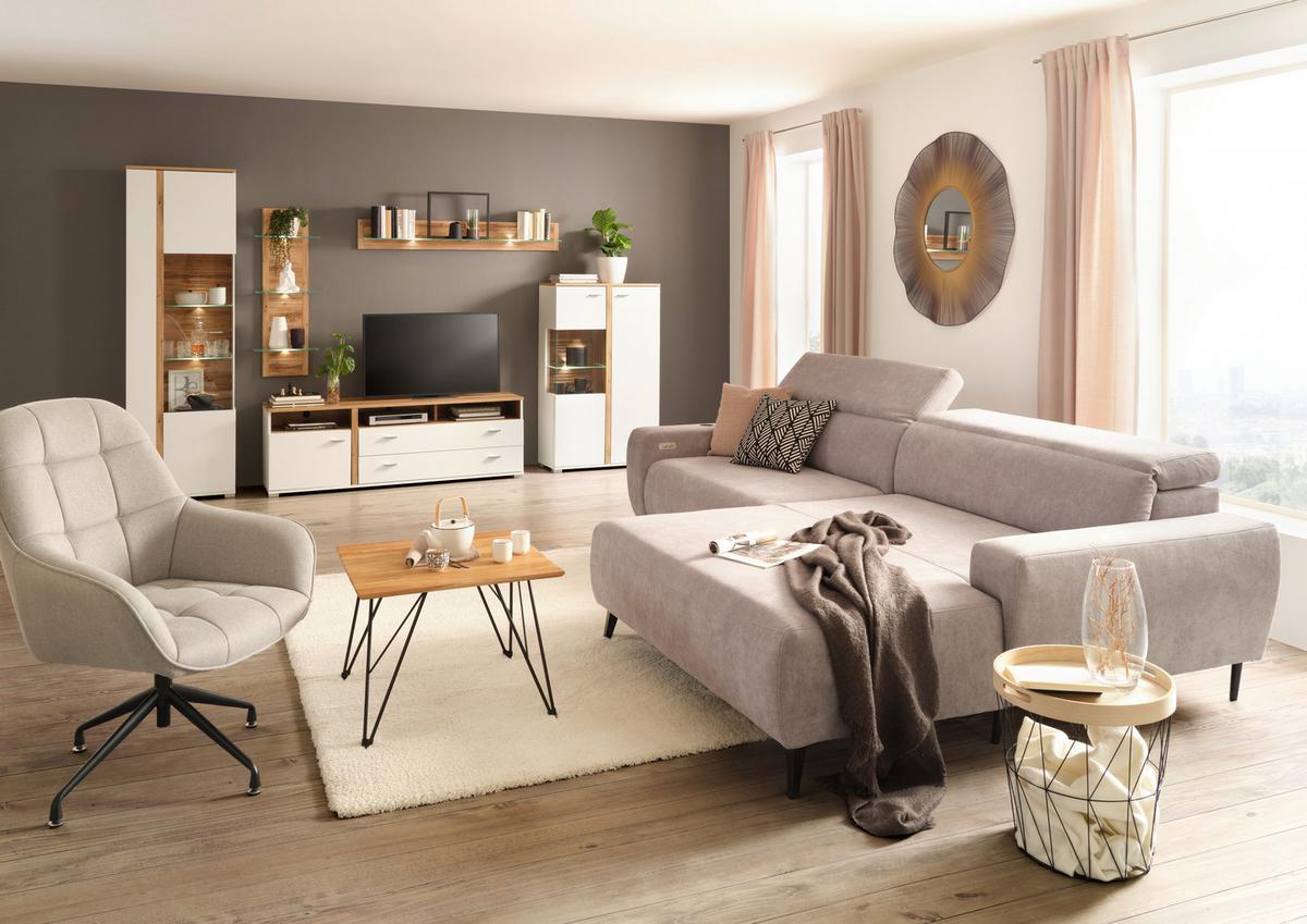 REGÁLOVÝ DÍL ALAMO - barvy dubu, Moderní, kompozitní dřevo/sklo (38/110/19cm) - Mömax