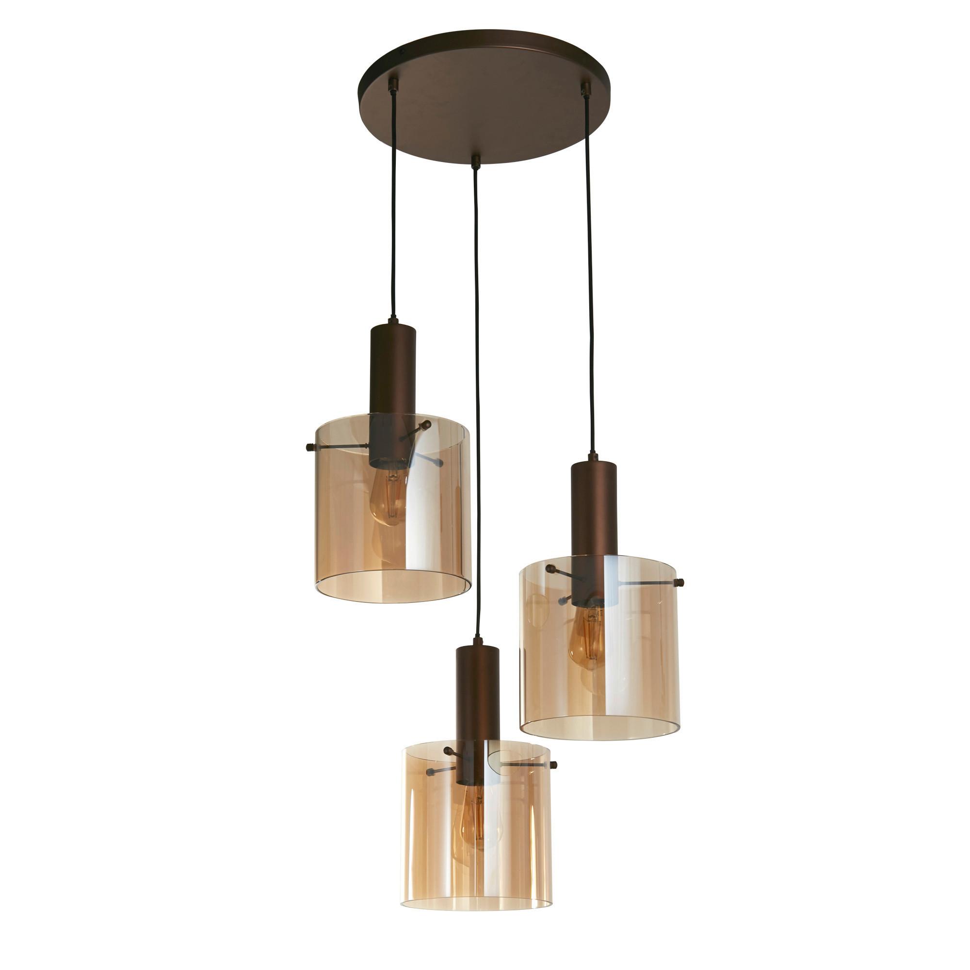 Hängeleuchte 88910-3mo - Bernsteinfarben, Design, Glas/Metall (47/35/47cm)